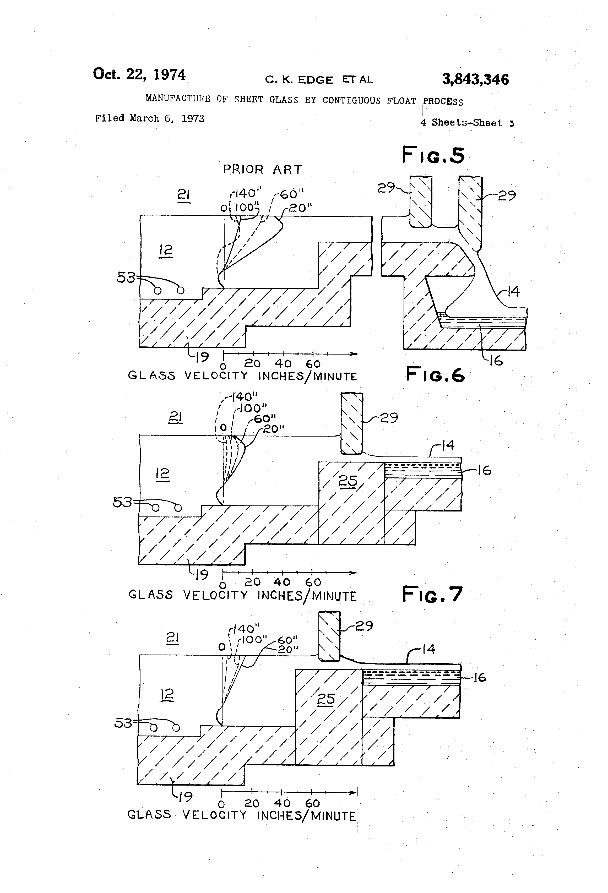 Patent US3843346 Manufacture of sheet glass by continuous float
