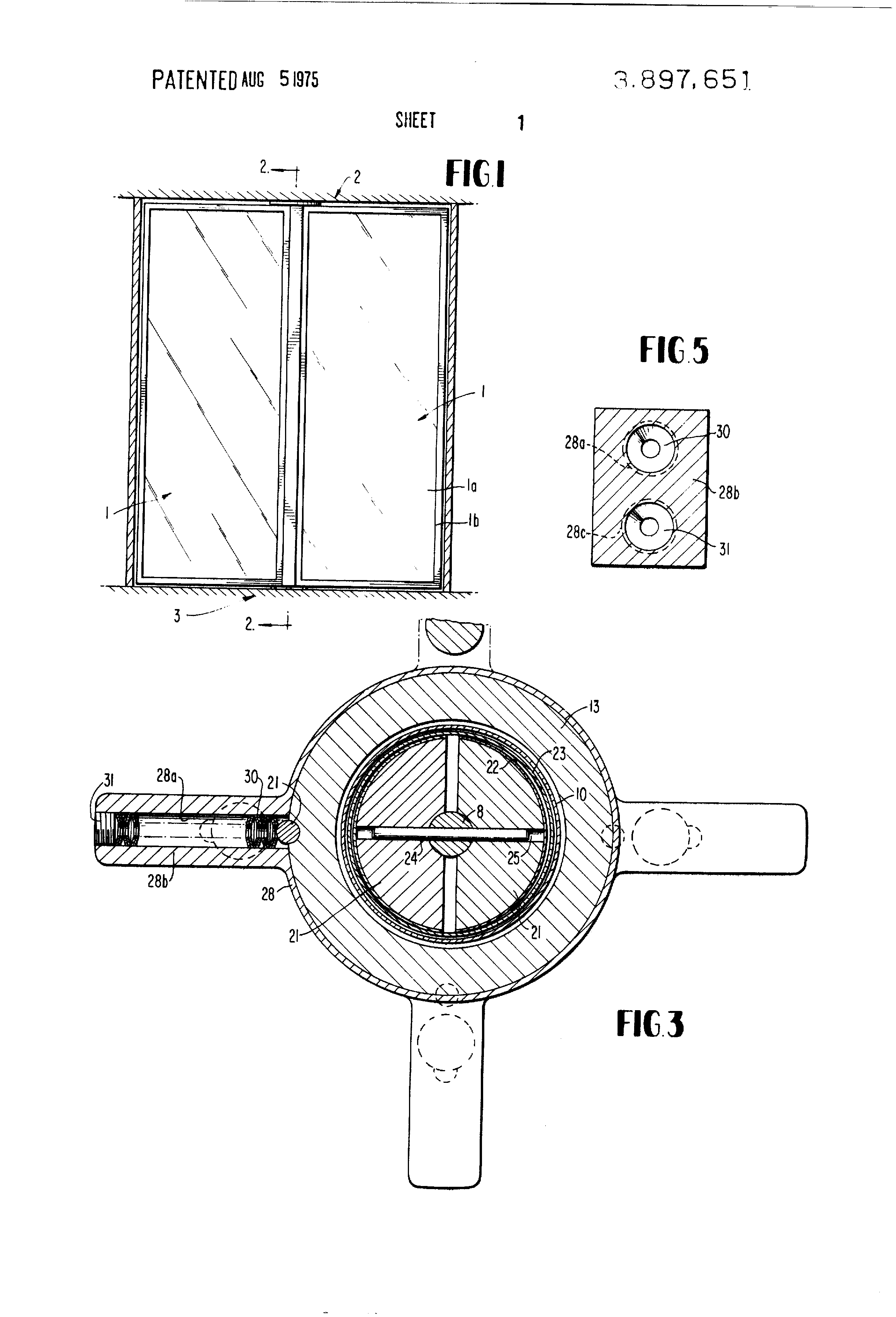 Patent US3897651 Revolving door speed control and hanger mechanism