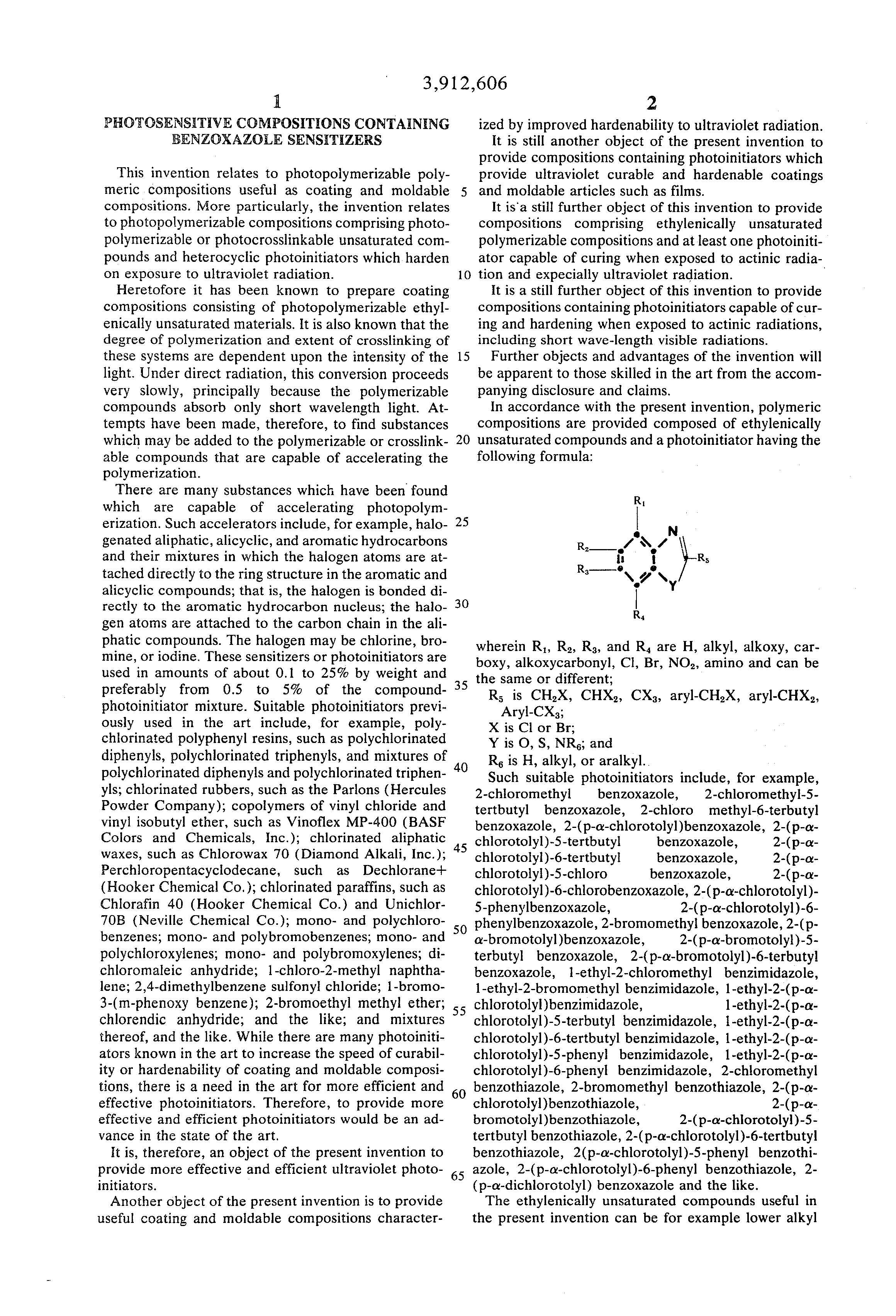 photosensitive compositions containing benzoxazole sensitizers