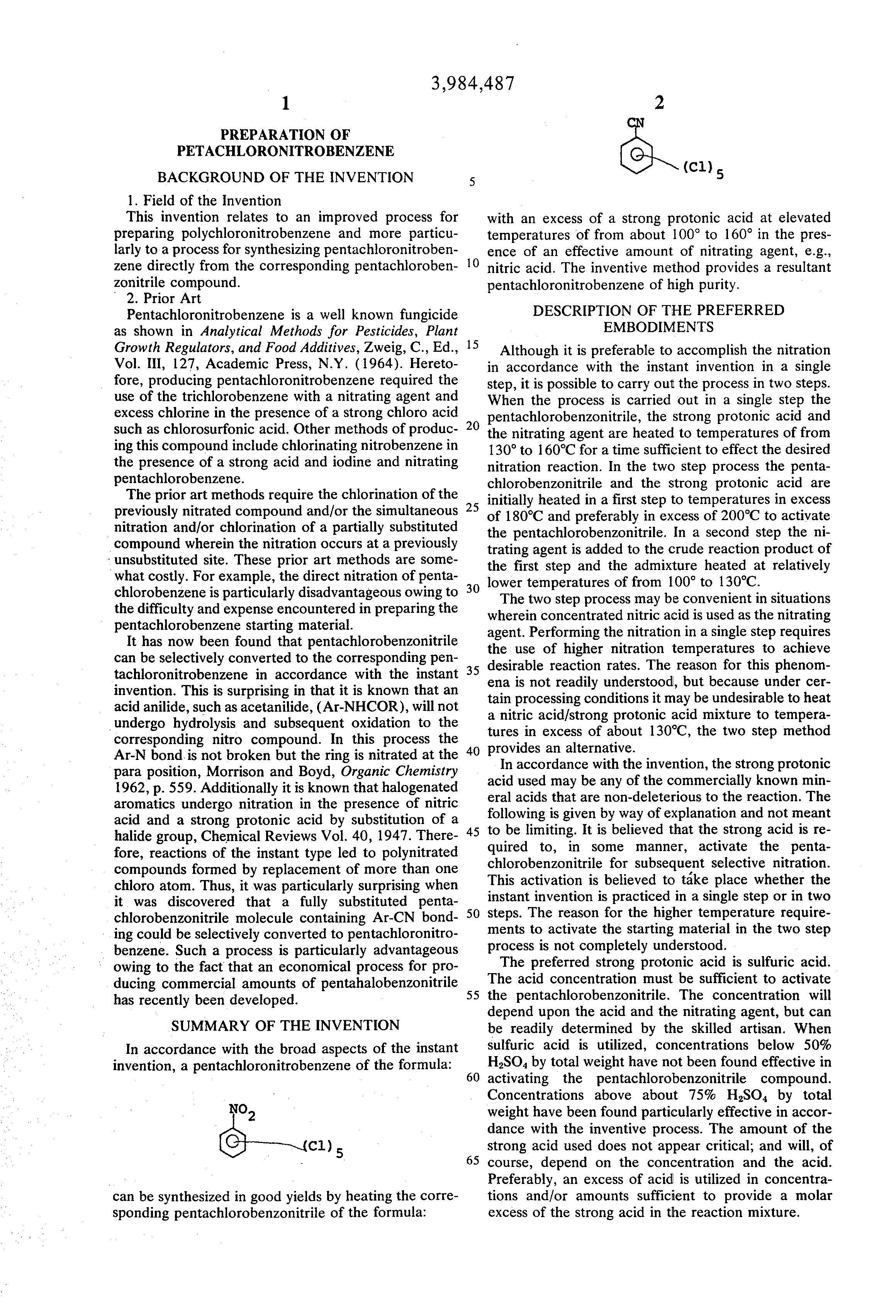 专利us3984487 - preparation of petachloronitrobenzene - google