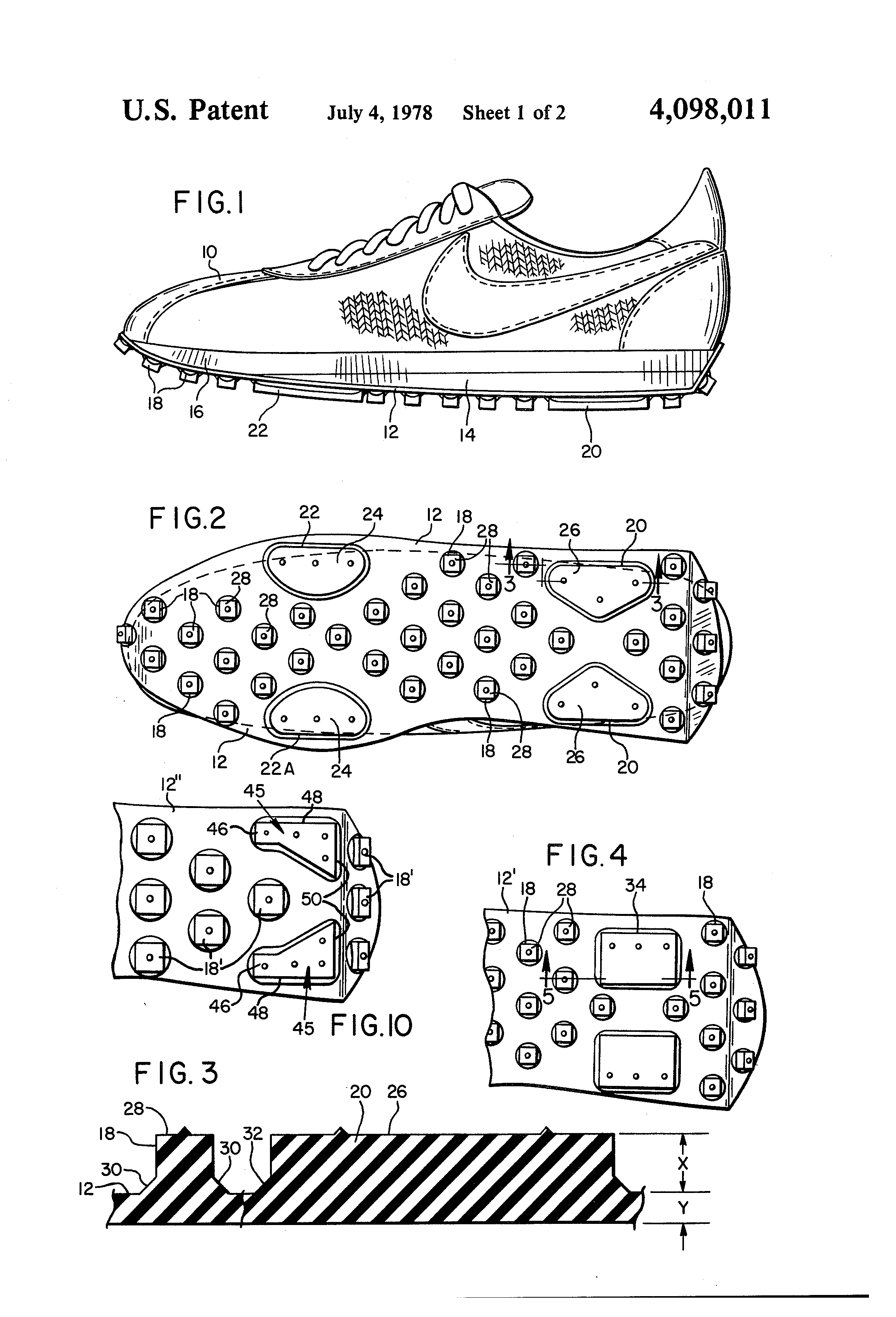 Patent US4098011 Cleated sole for athletic shoe Google Patents