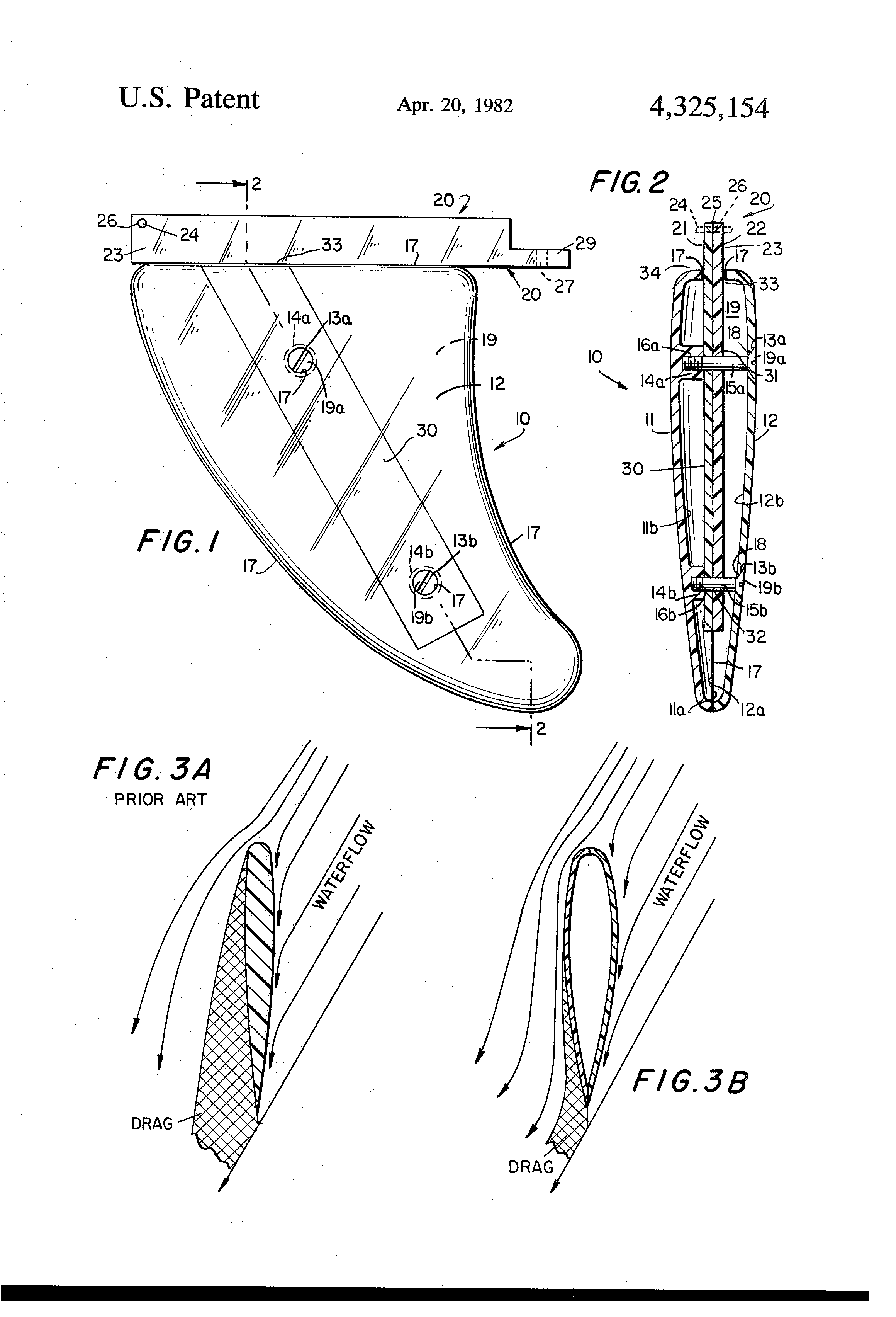 Patente US4325154 Surfboard fin Google Patentes