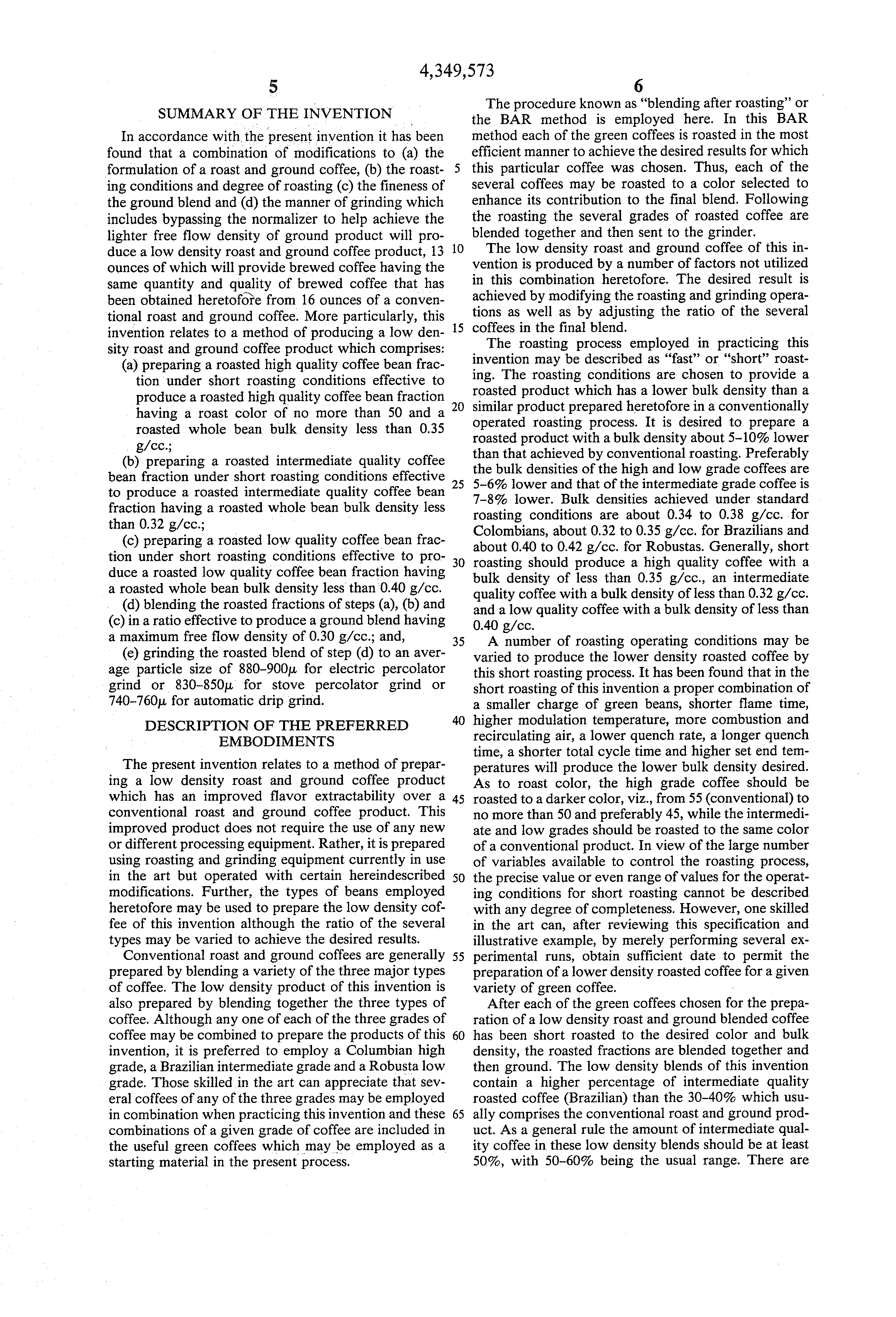 low density coffee process