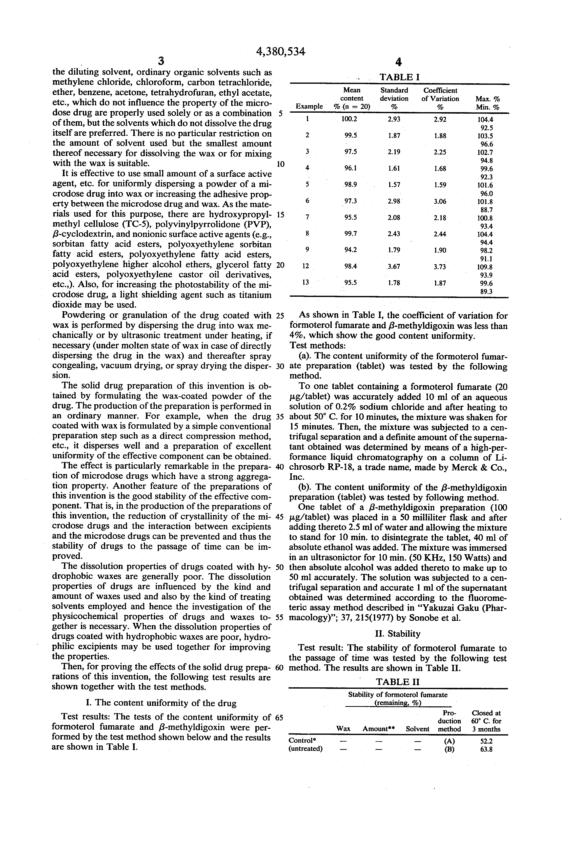 Patent US4380534 - Solid drug preparations - Google Patents Patent US4380534 - Solid drug preparations - Google Patents