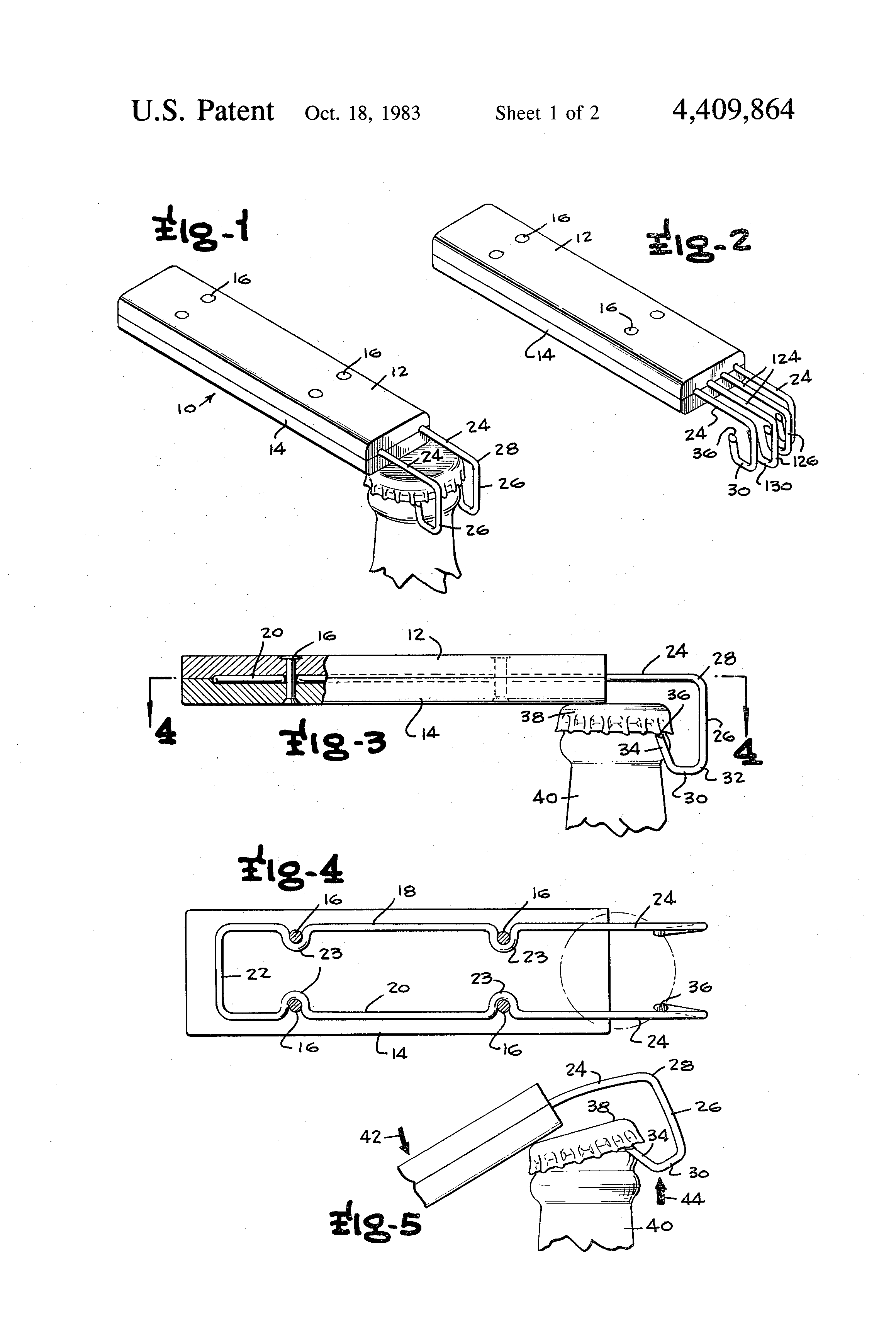 Patent US4409864 Bottle opener Google Patents