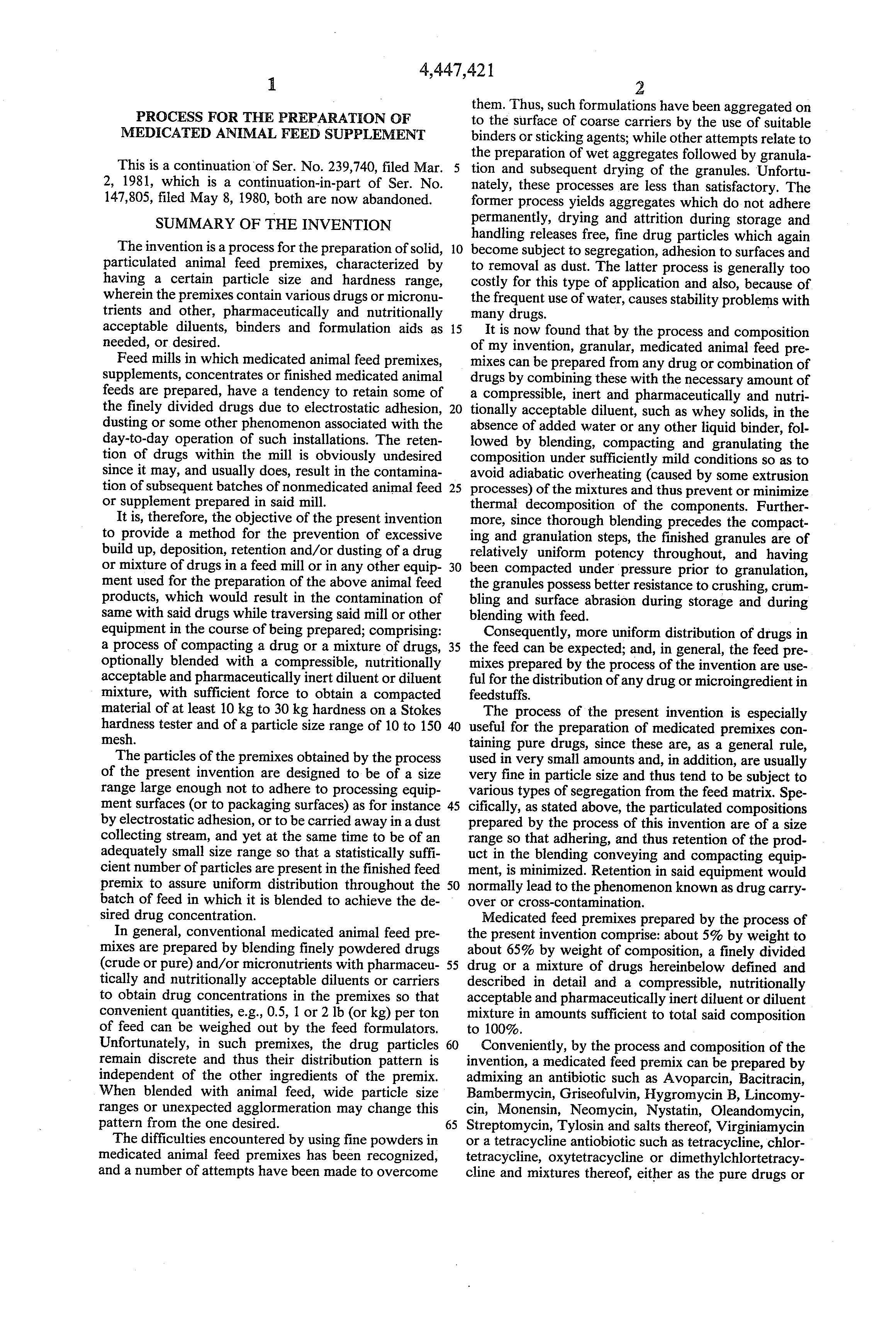process for the preparation of medicated animal feed supplement