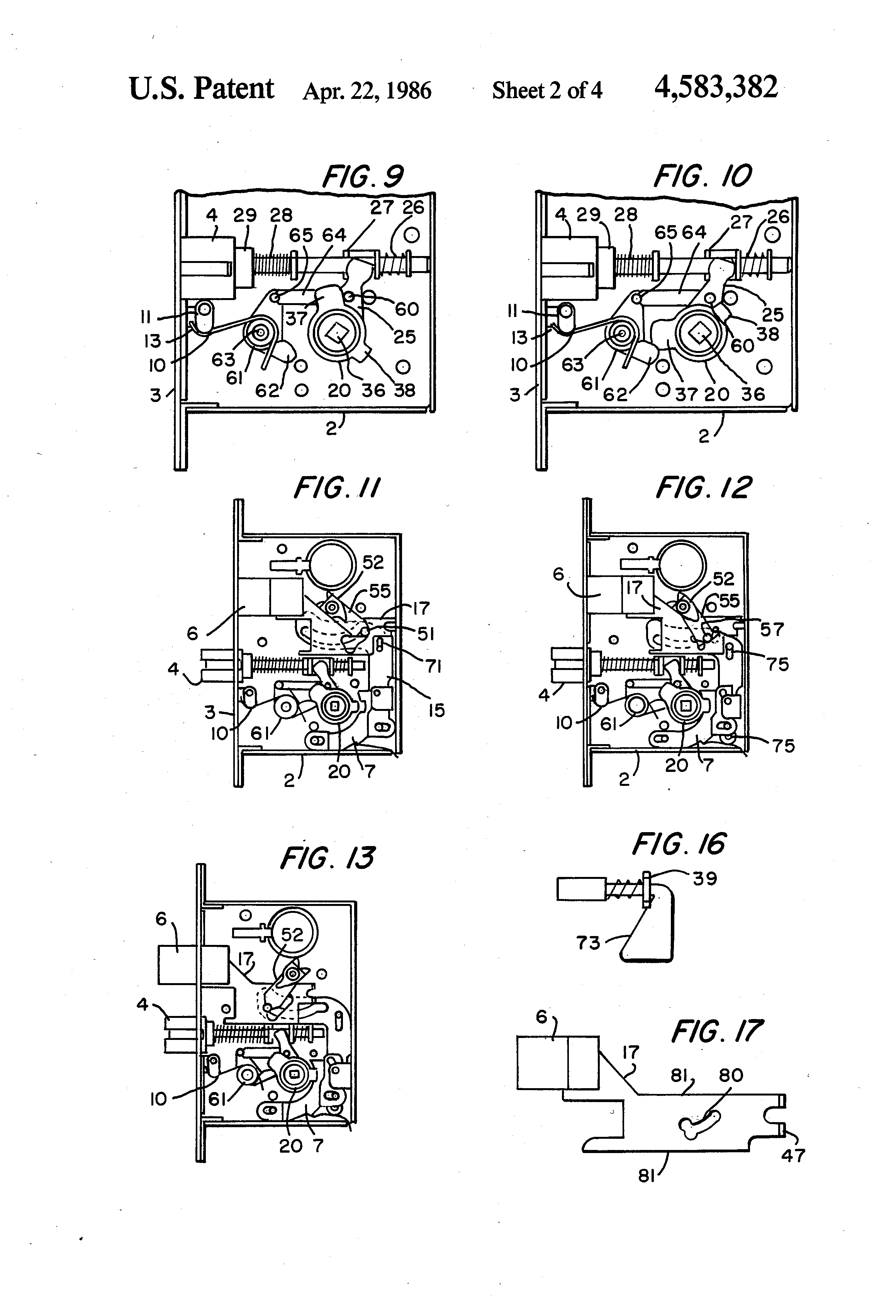 Patent US4583382 - Reversible latch assembly with integrated function