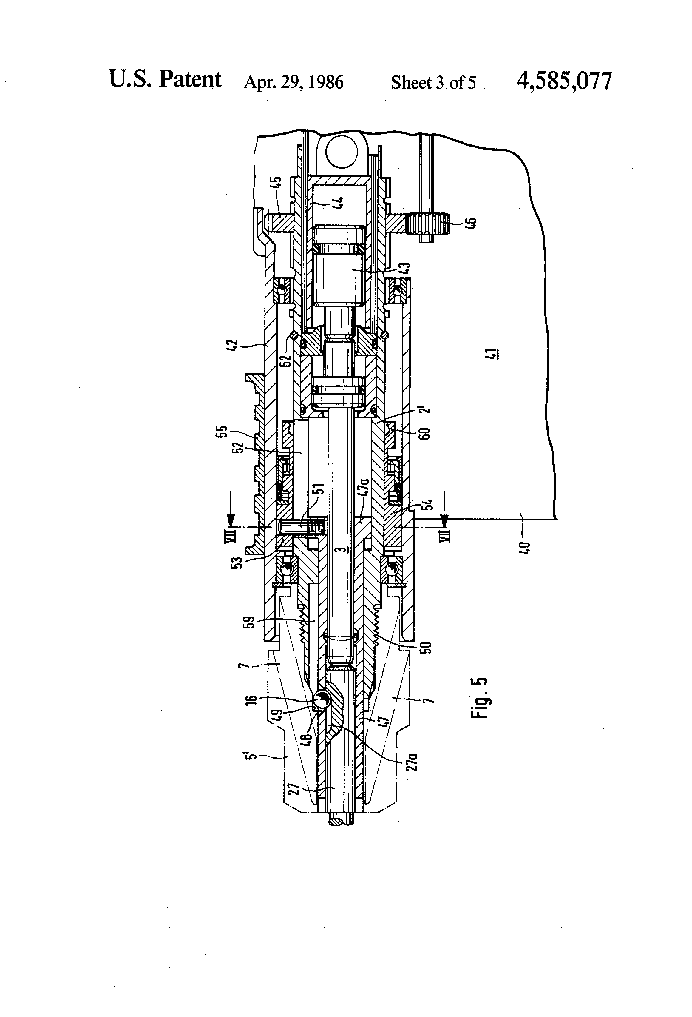 Patent US4585077 Drilling Mechanism Optionally Usable As A Rotary