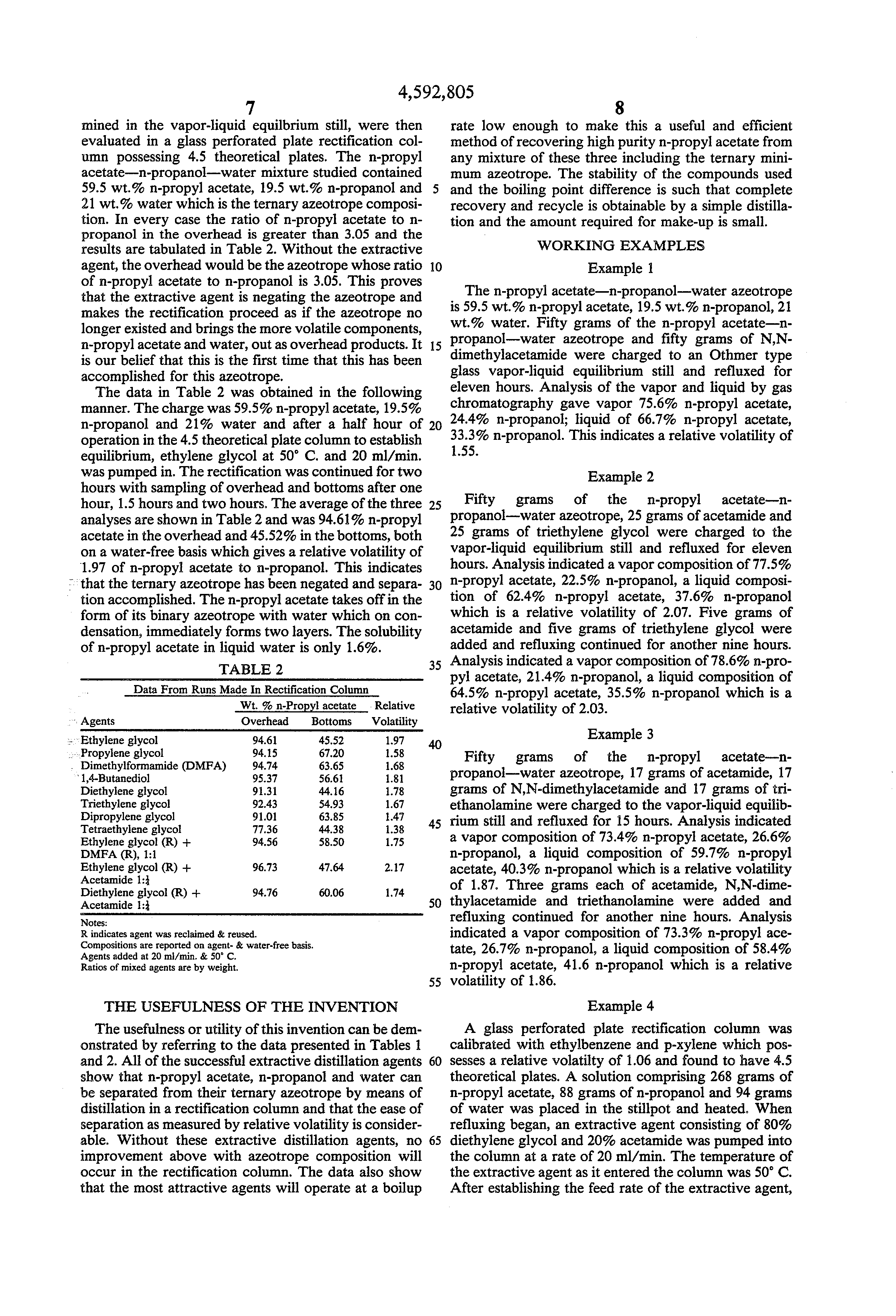 separation of n-propyl acetate from n-propanol by extractive