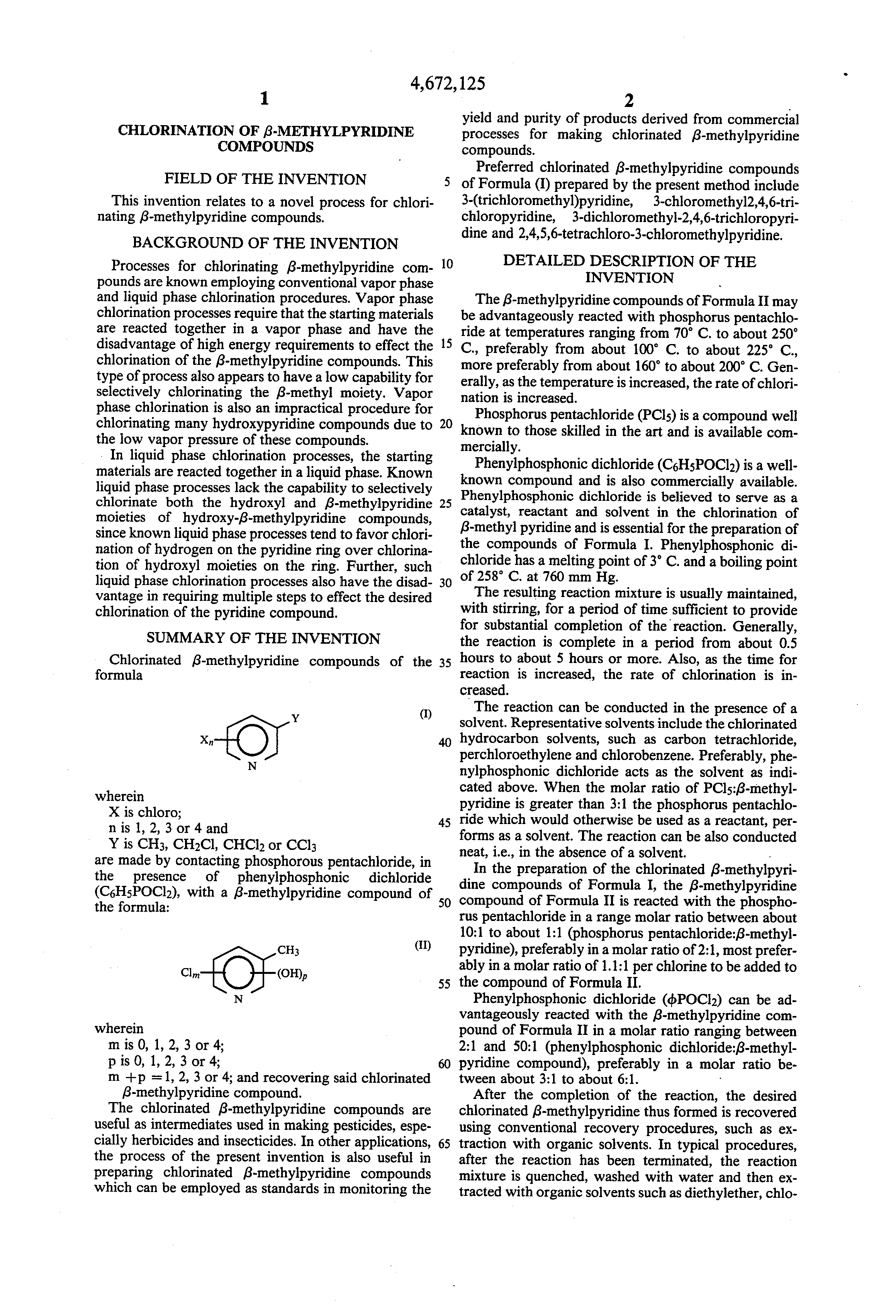 chlorination of β-methylpyridine compounds