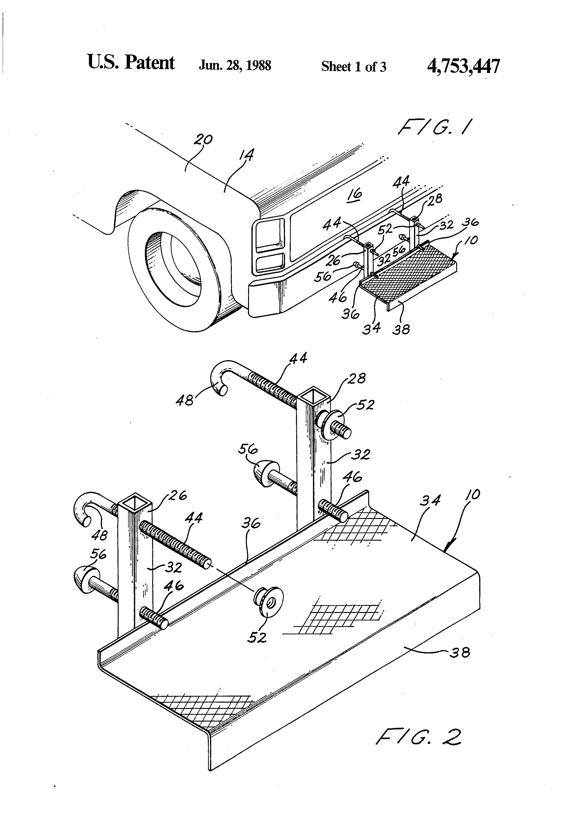 Patent US4753447 - Front bumper step for trucks - Google Patents
