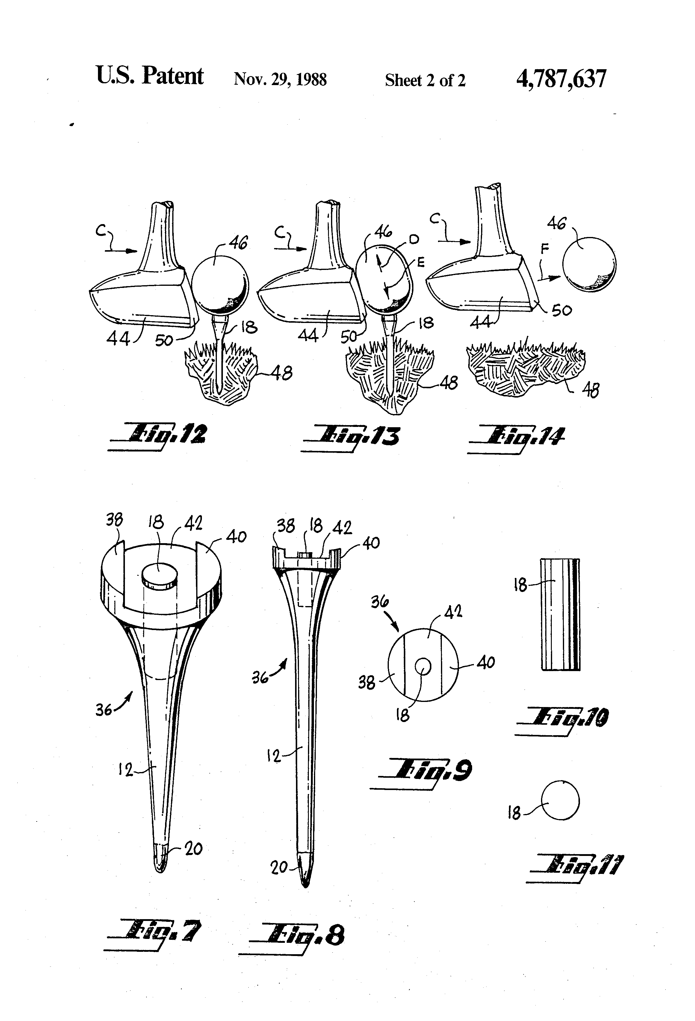 Patent US4787637 Golf tee with compression insert Google Patents
