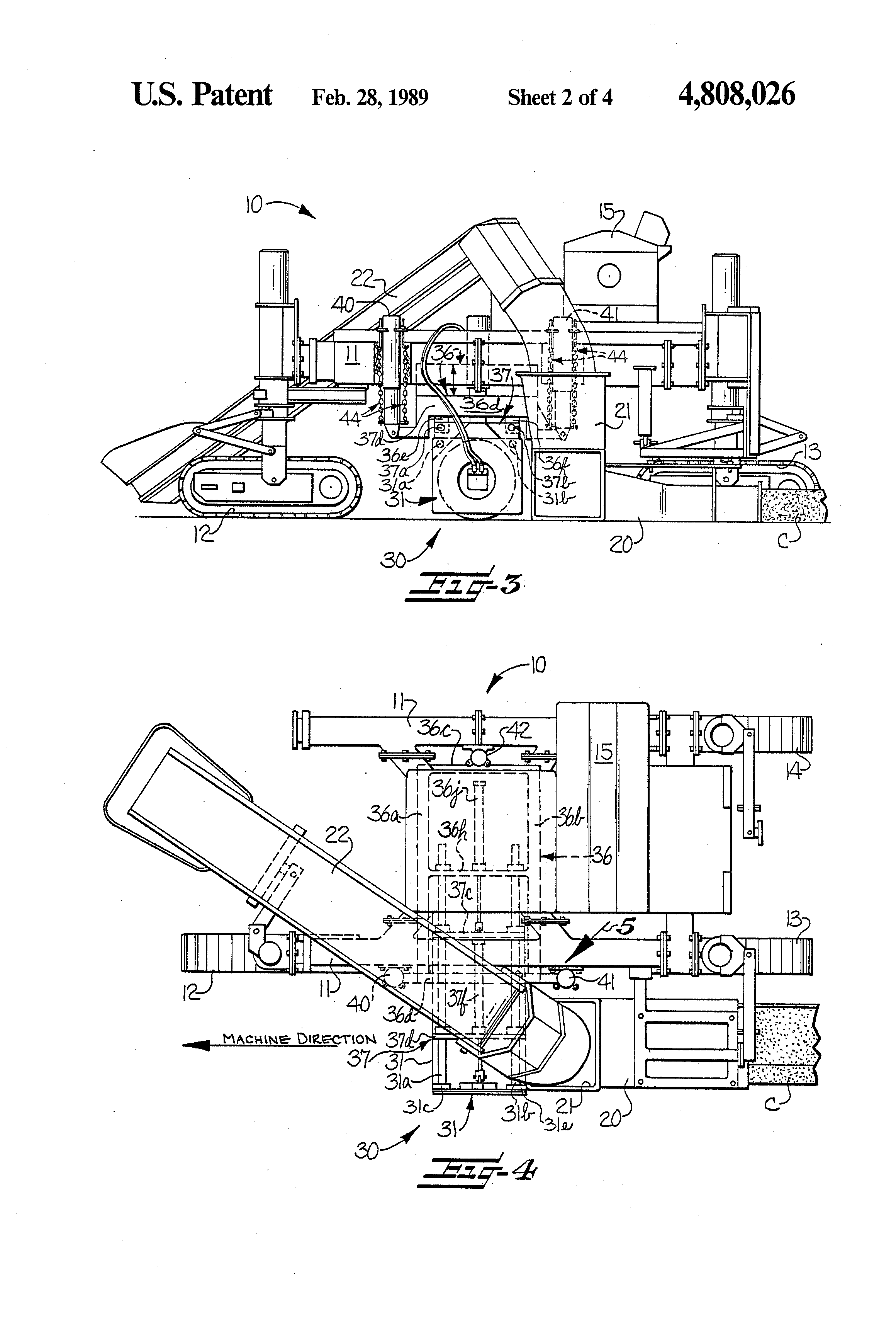 Patent US4808026 Construction apparatus with earth trimmer Google