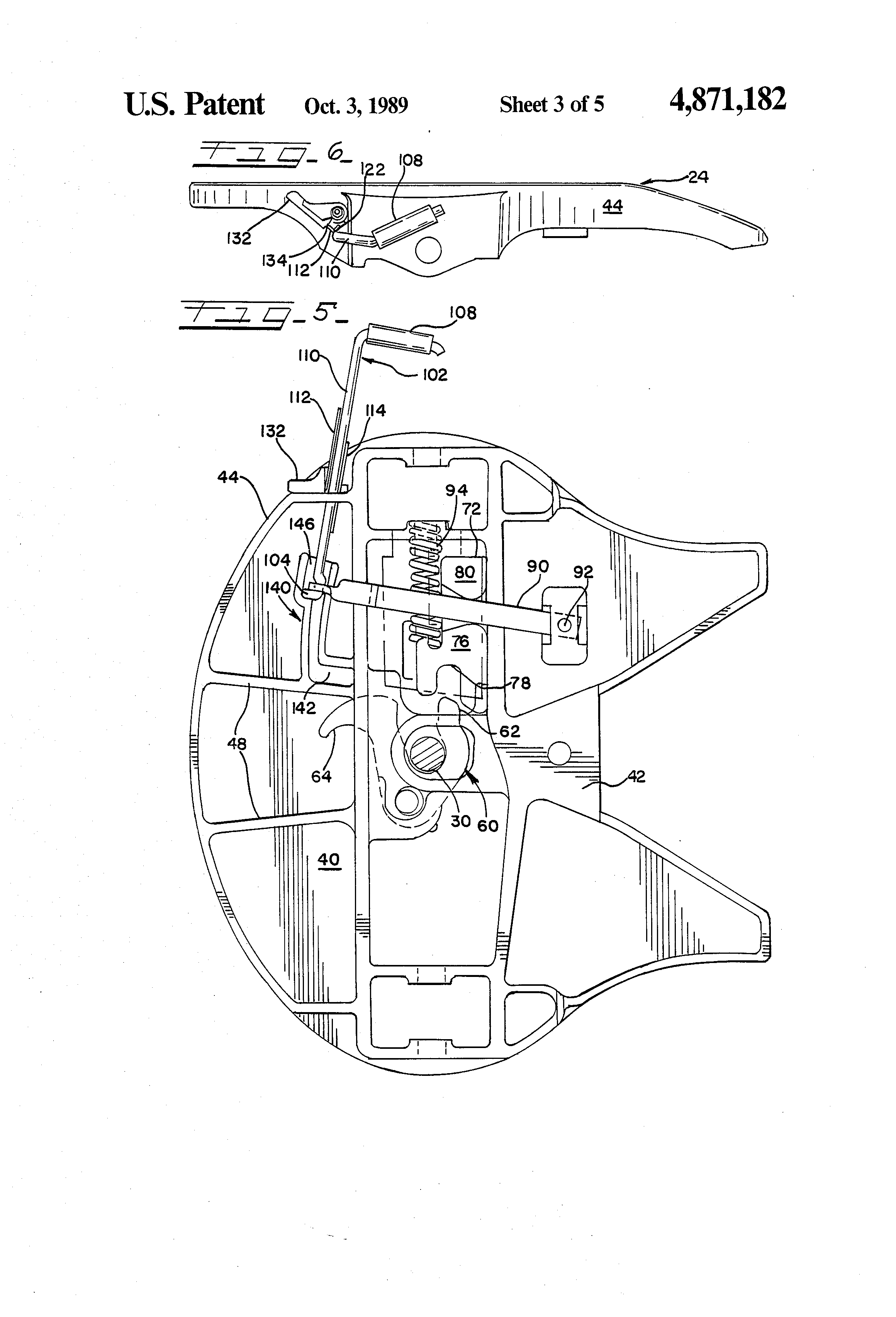 Patent US4871182 Fifth wheel unlocking and safety latch device