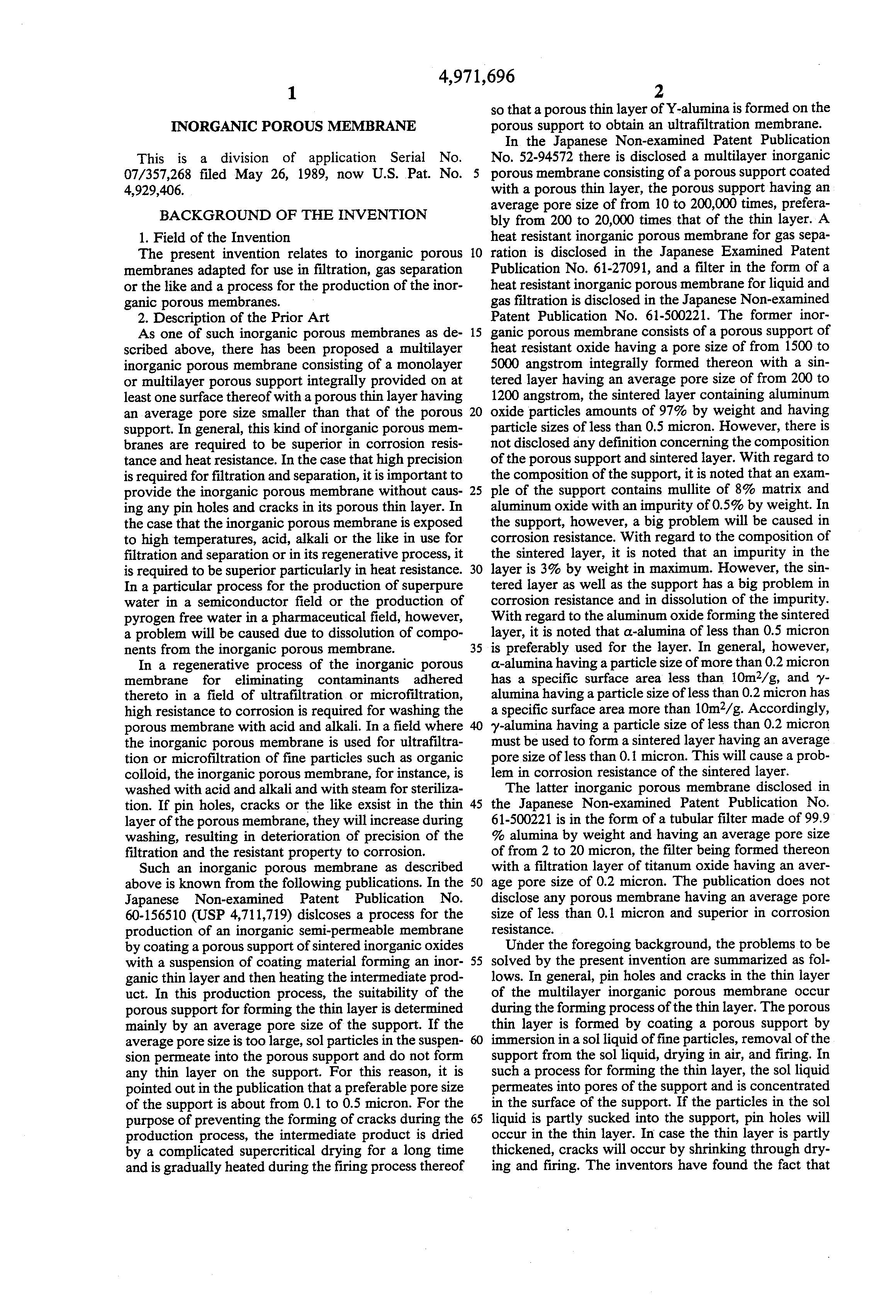 inorganic porous membrane