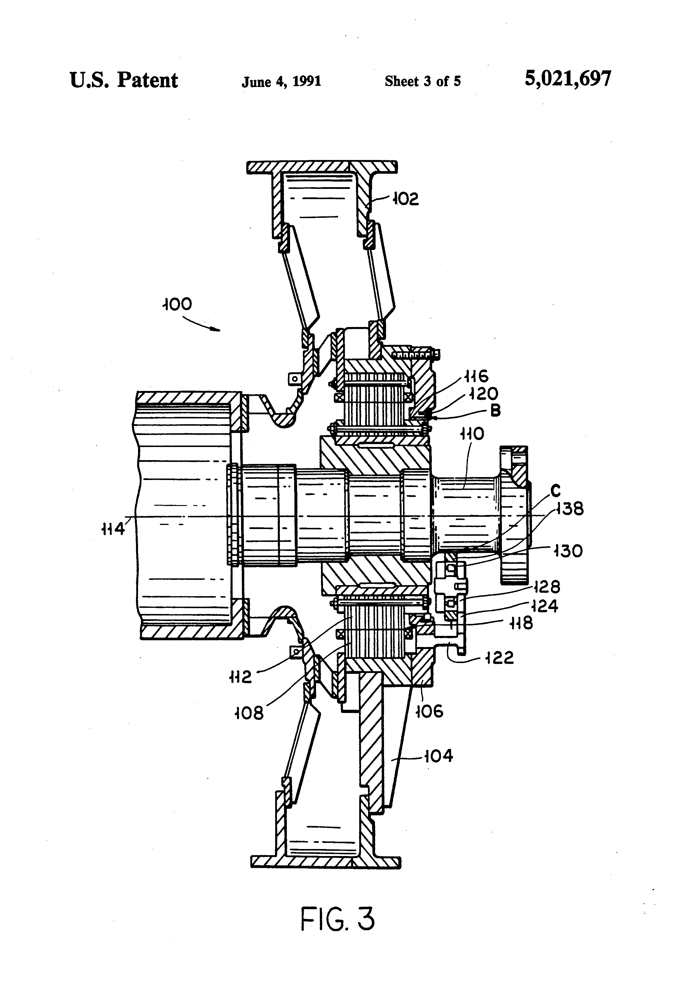 Patent US5021697 Auxiliary bearing design for active