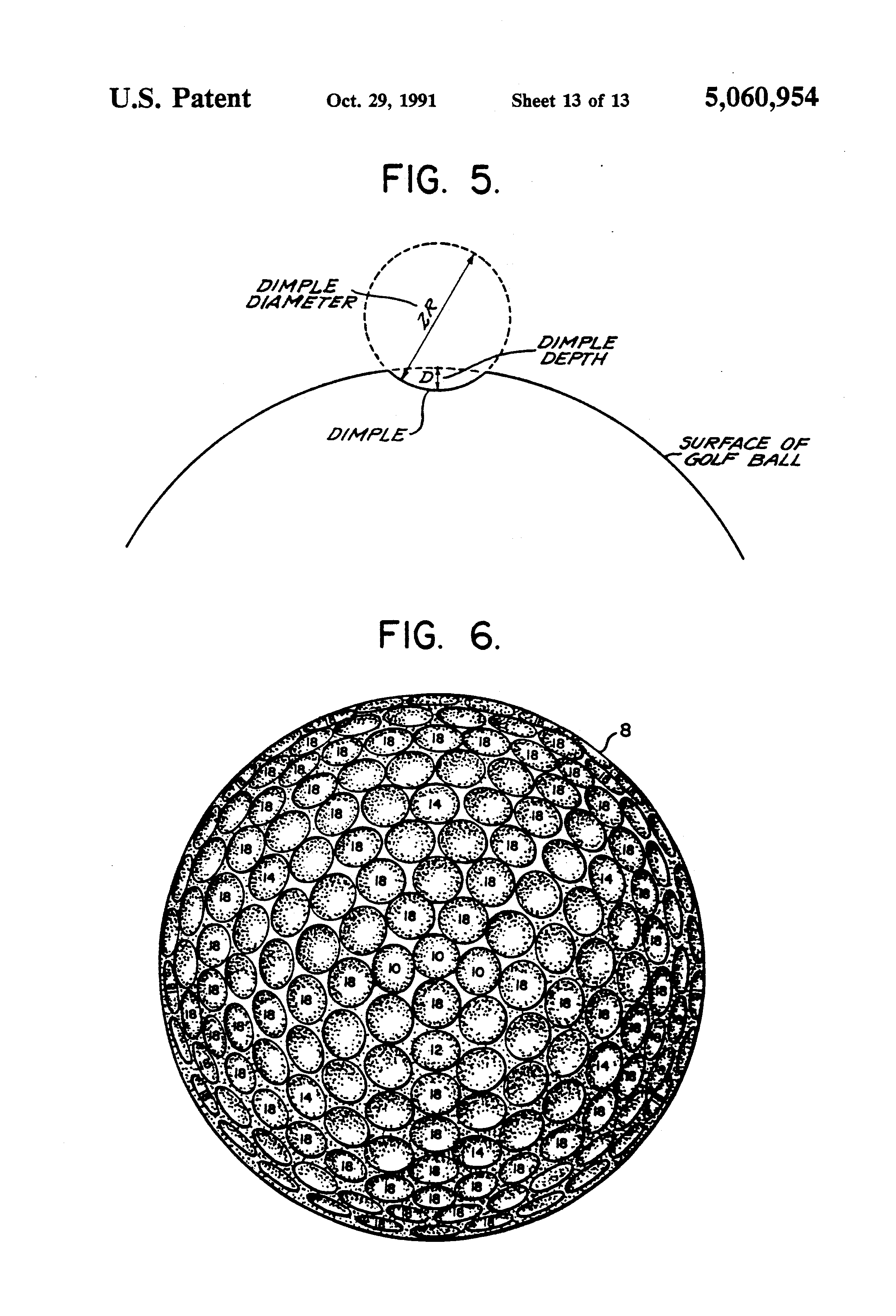 Patent US5060954 Multiple dimple golf ball Google Patents