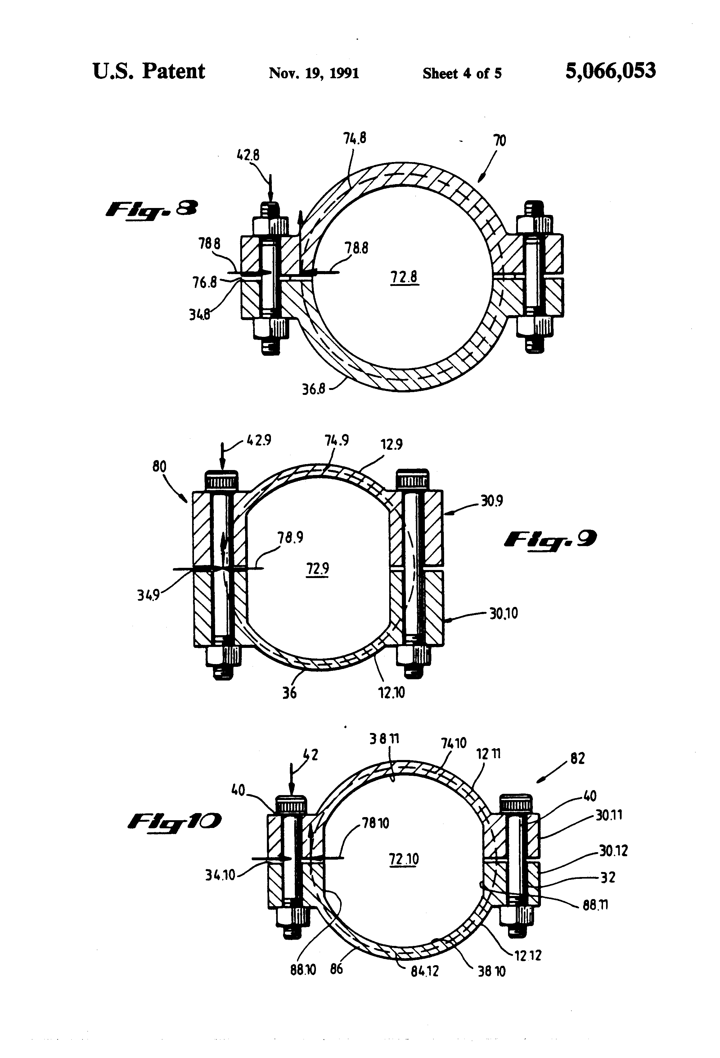 Patent US5066053 Clamp with pipe branch Google Patents