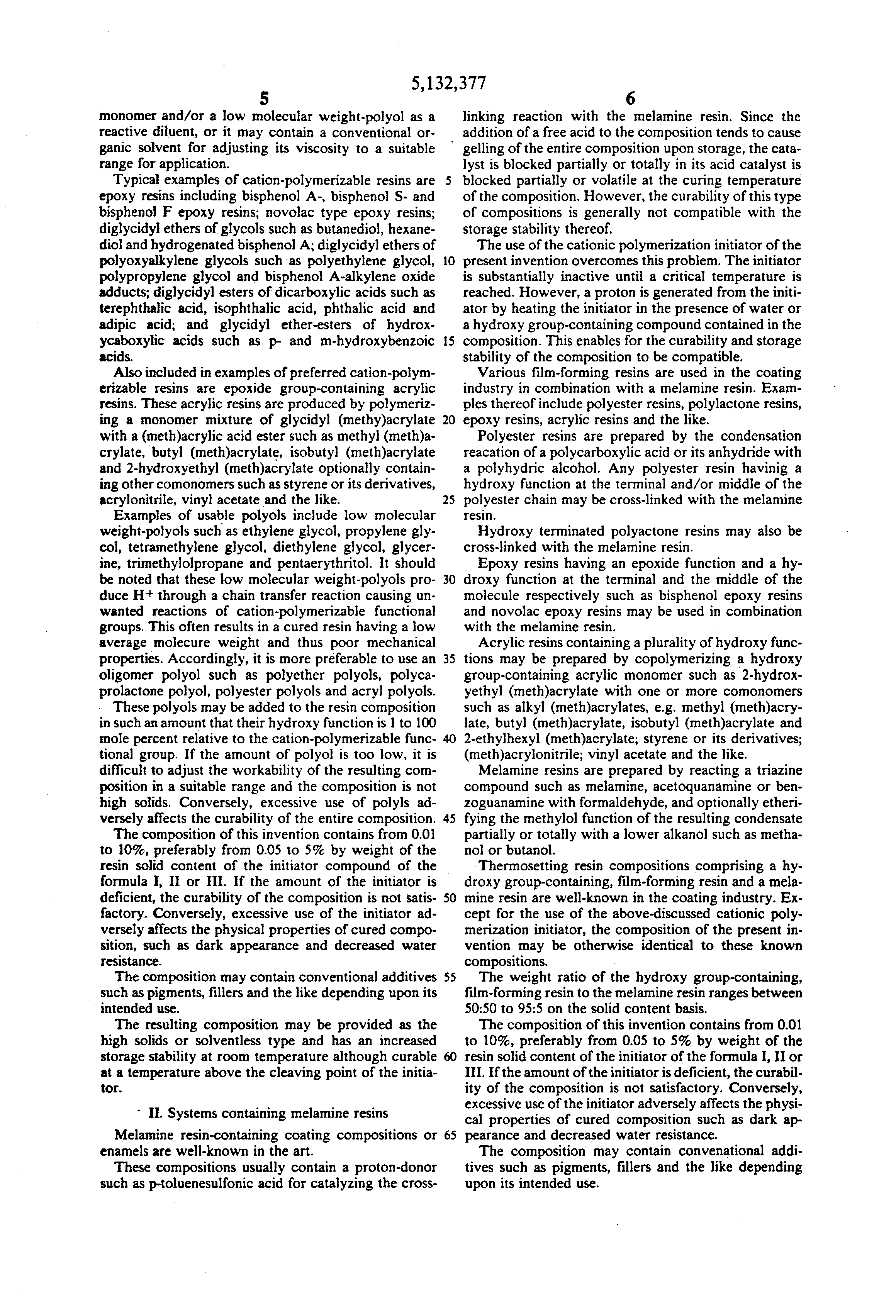 heat-latent, cationic polymerization initiator and resin