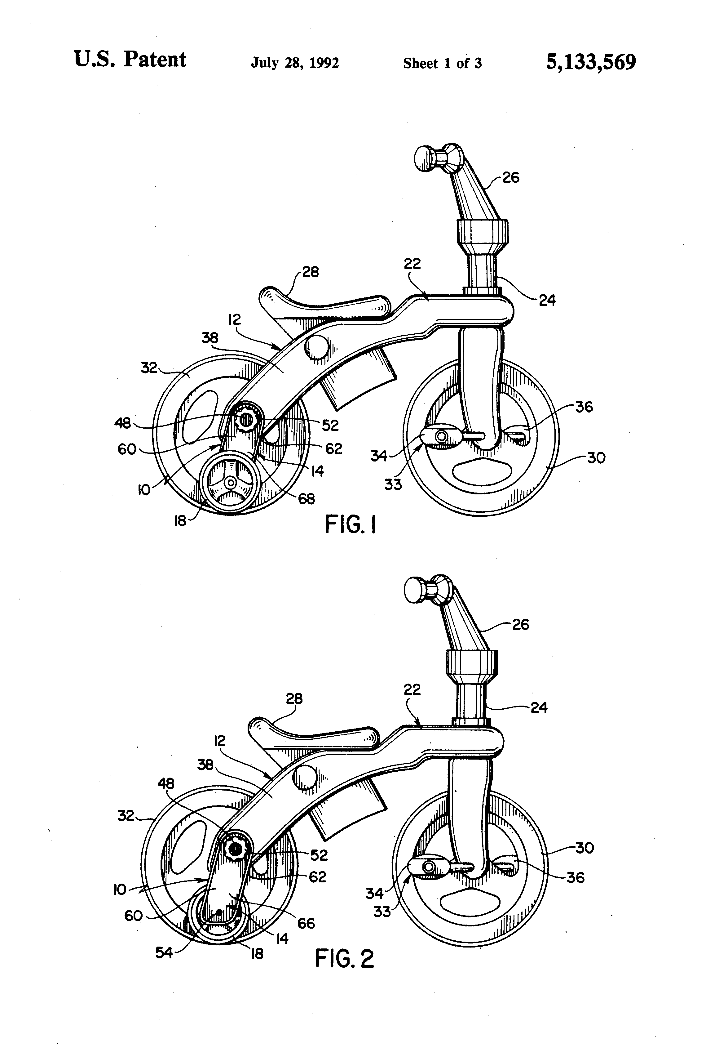 Patent US5133569 Training wheel assembly for bicycle Google Patents