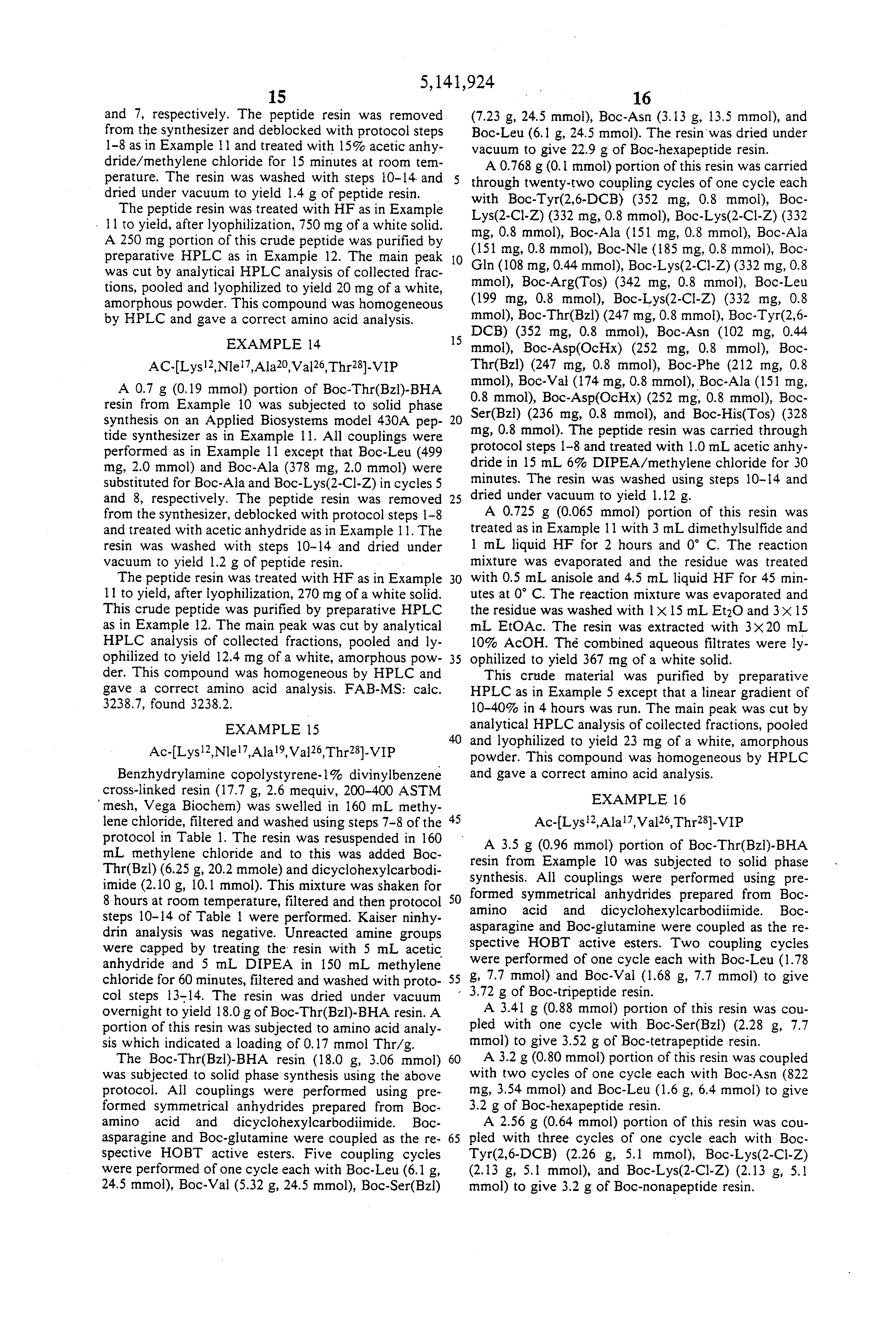 synthetic vasoactive intestinal peptide analogs