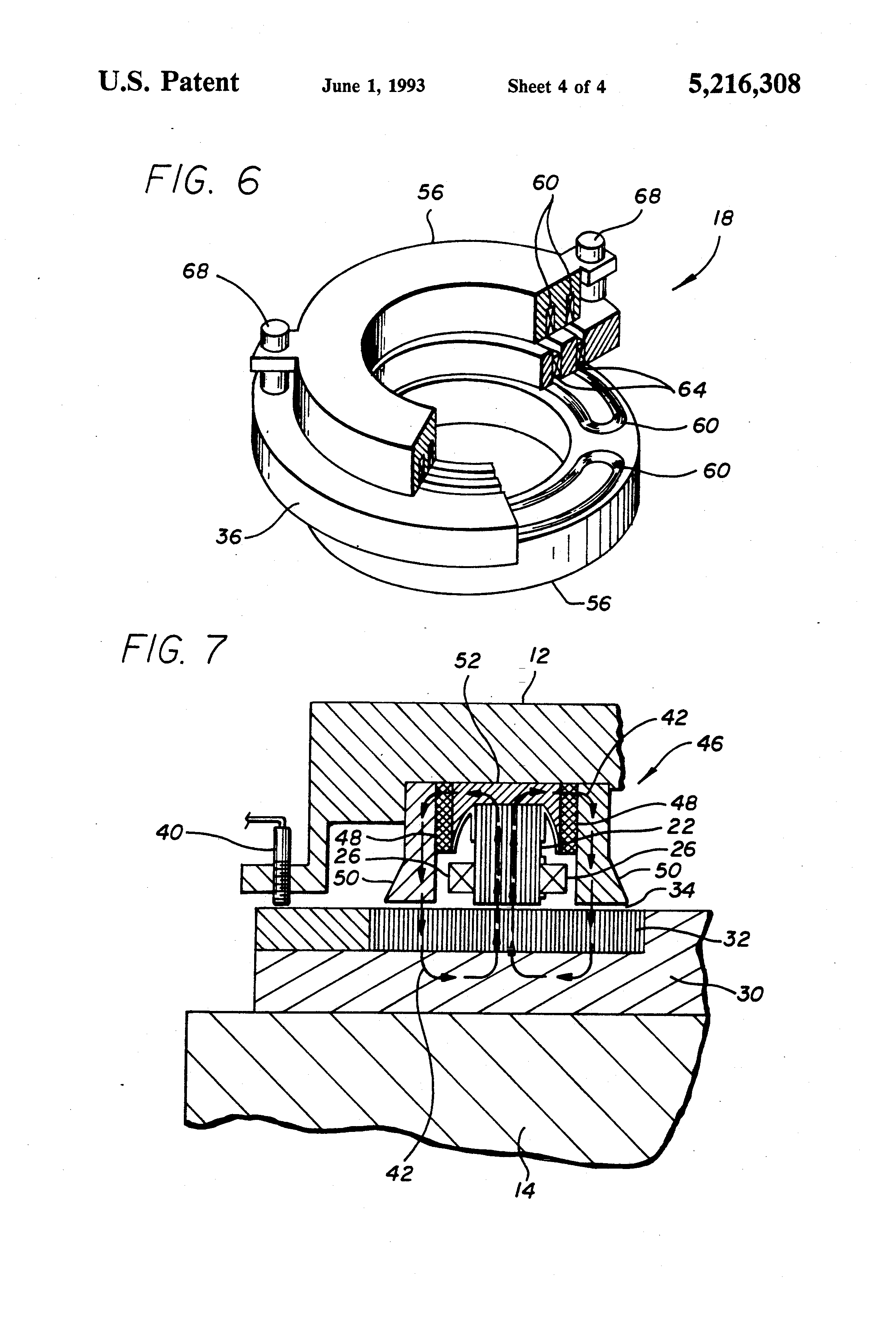 Patent US5216308 bearing structure providing radial, axial