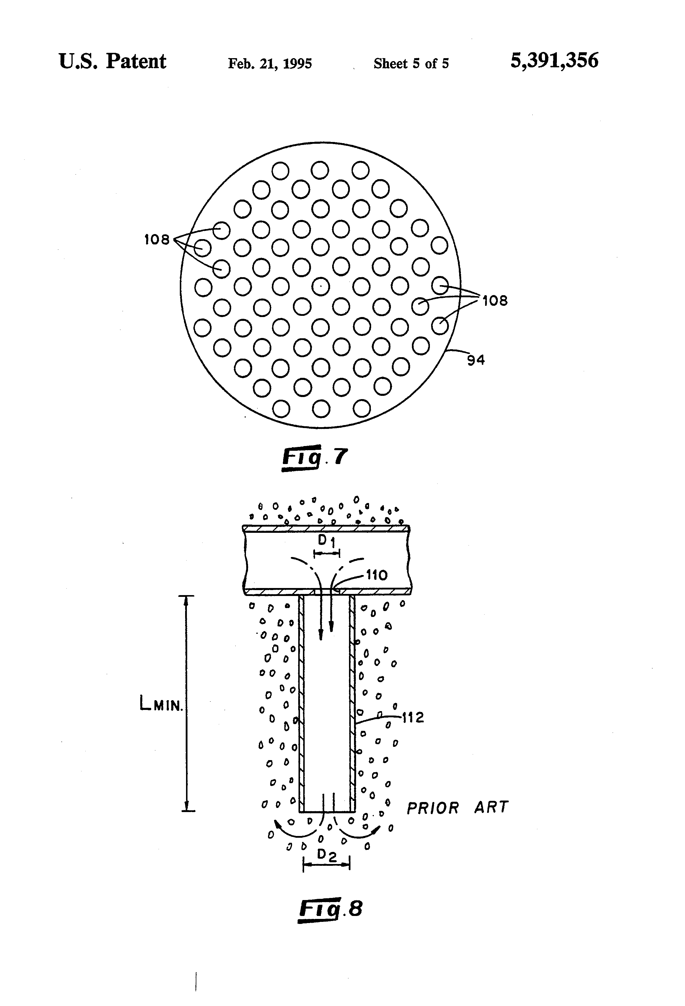 Patent US5391356 Flow distributor for a fluidized bed reactor
