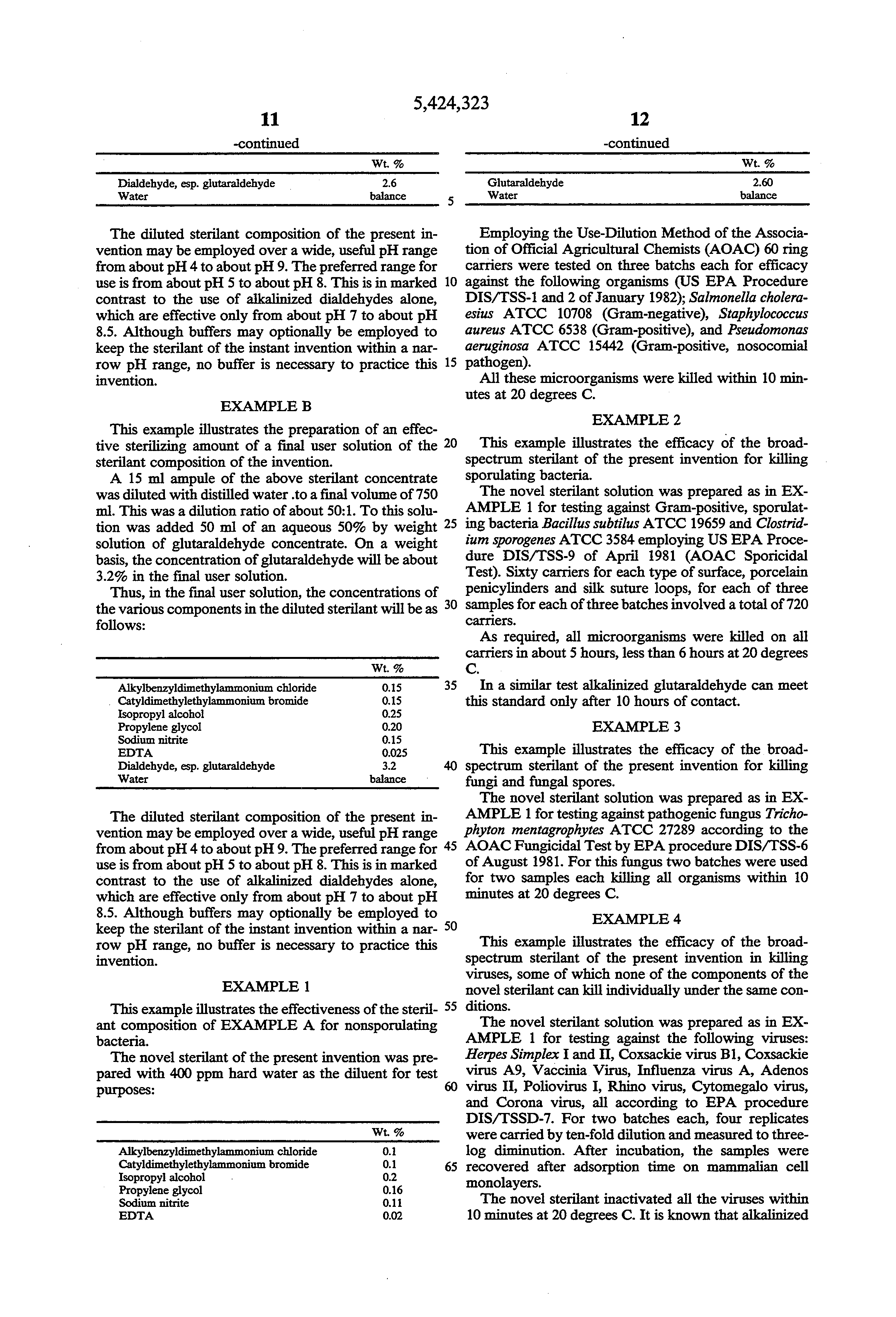 sterilant composition