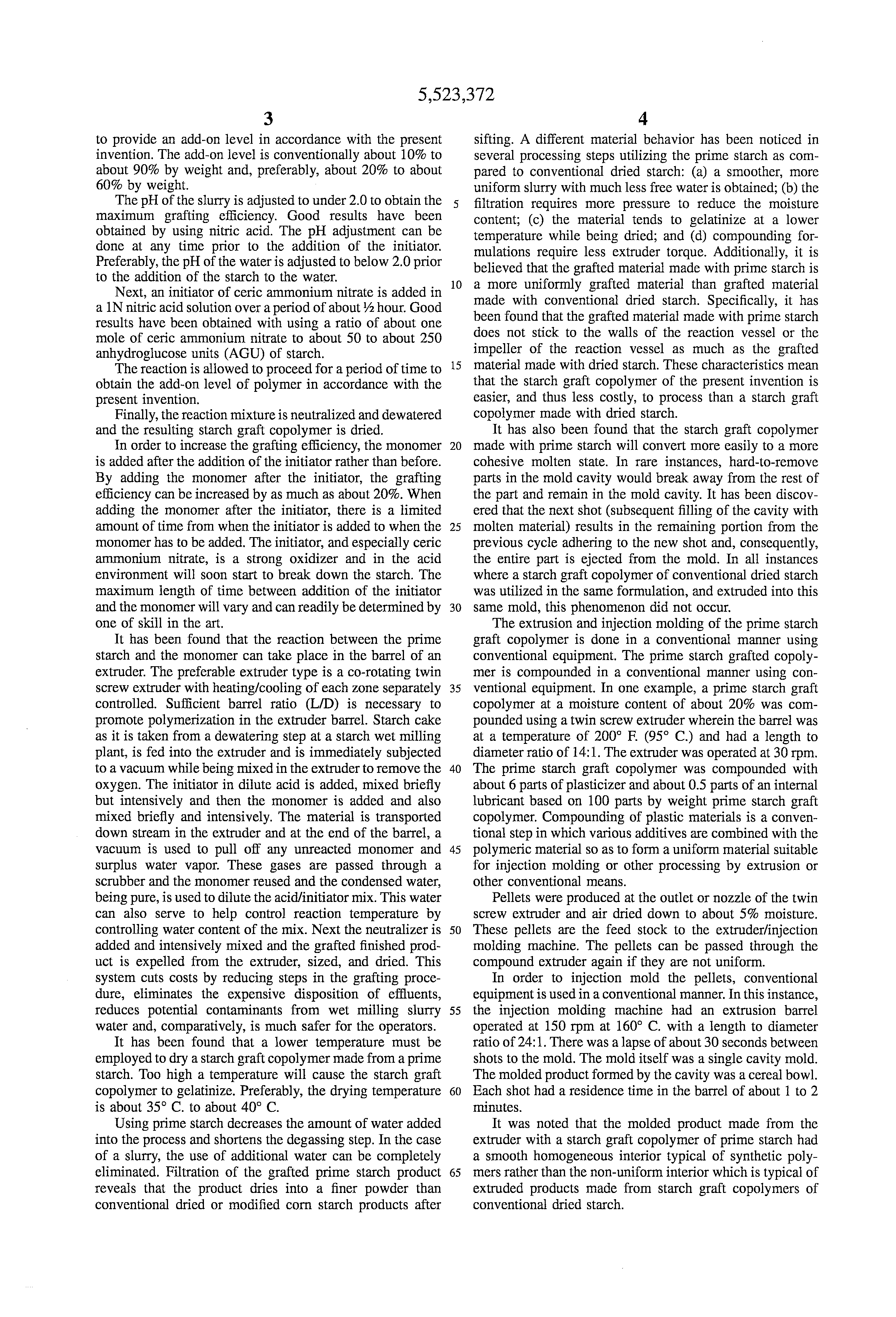 starch graft copolymer from prime starch