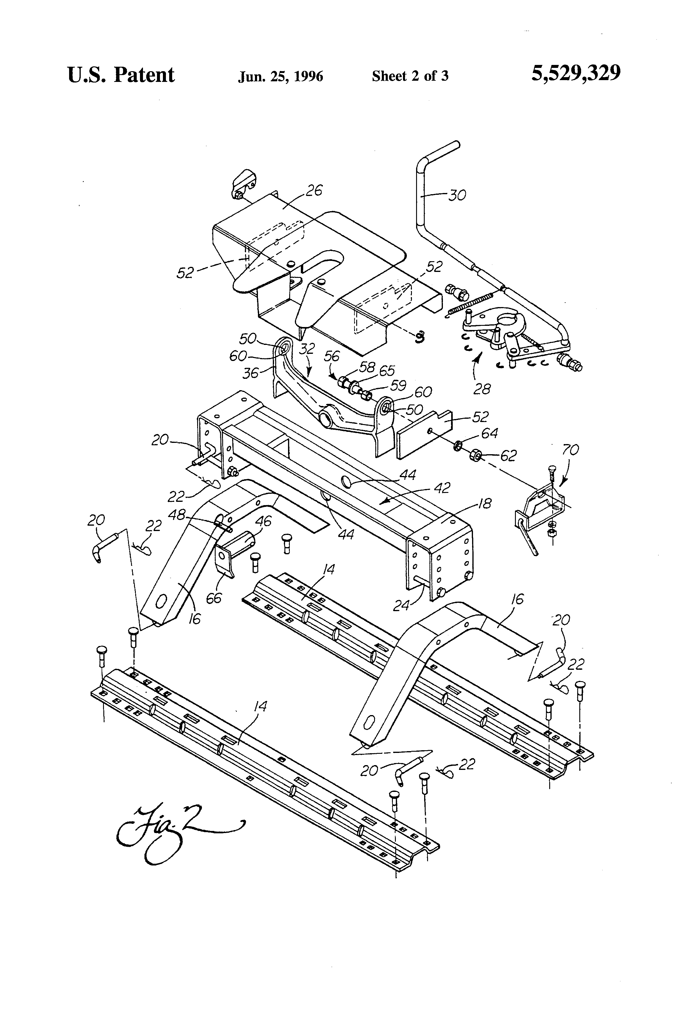 Patent US5529329 Fifth Wheel Hitch With Side Pivot Lock Google Patents