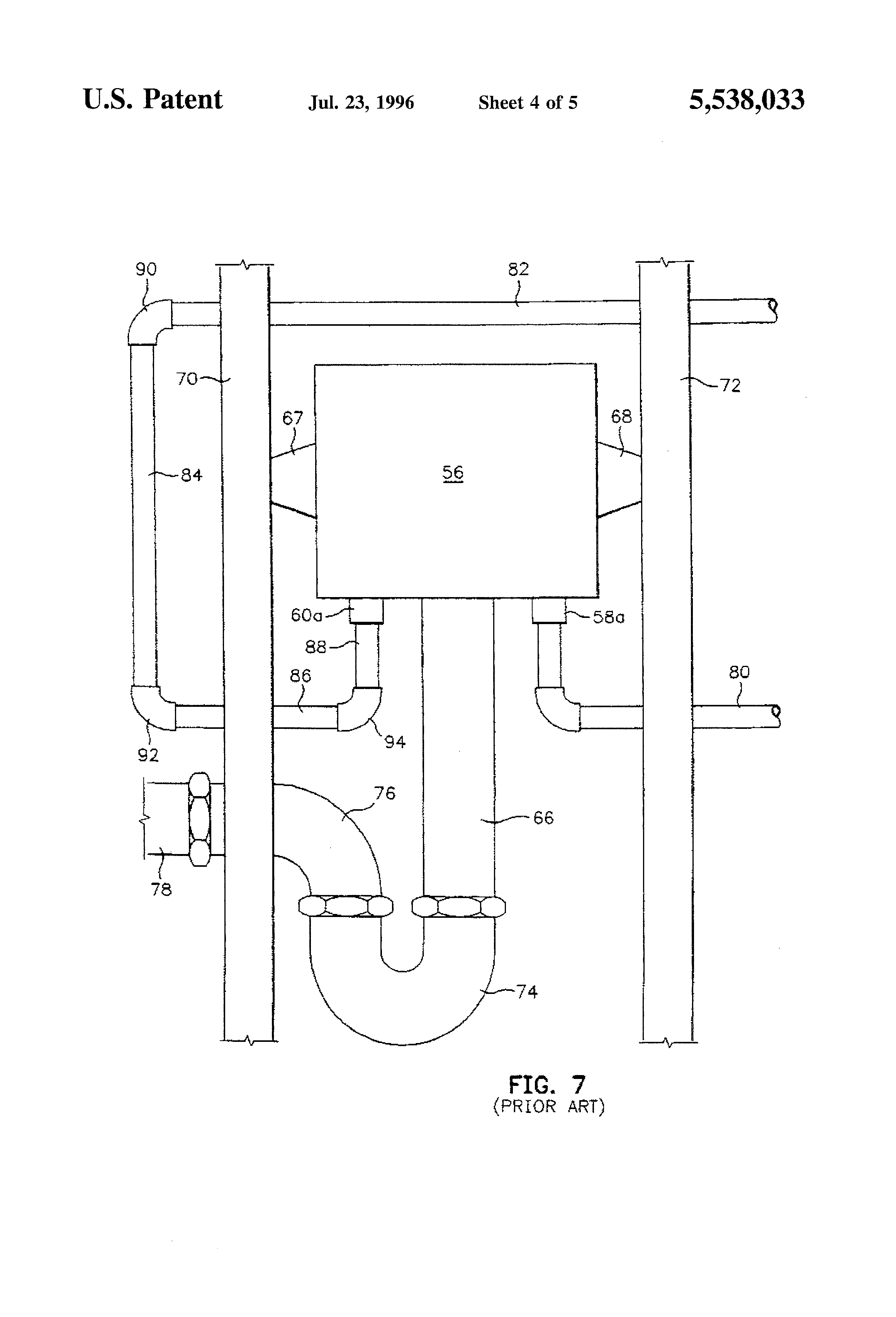 Patent US5538033 Compact washing machine outlet box with fortyfive degree drain Google Patents