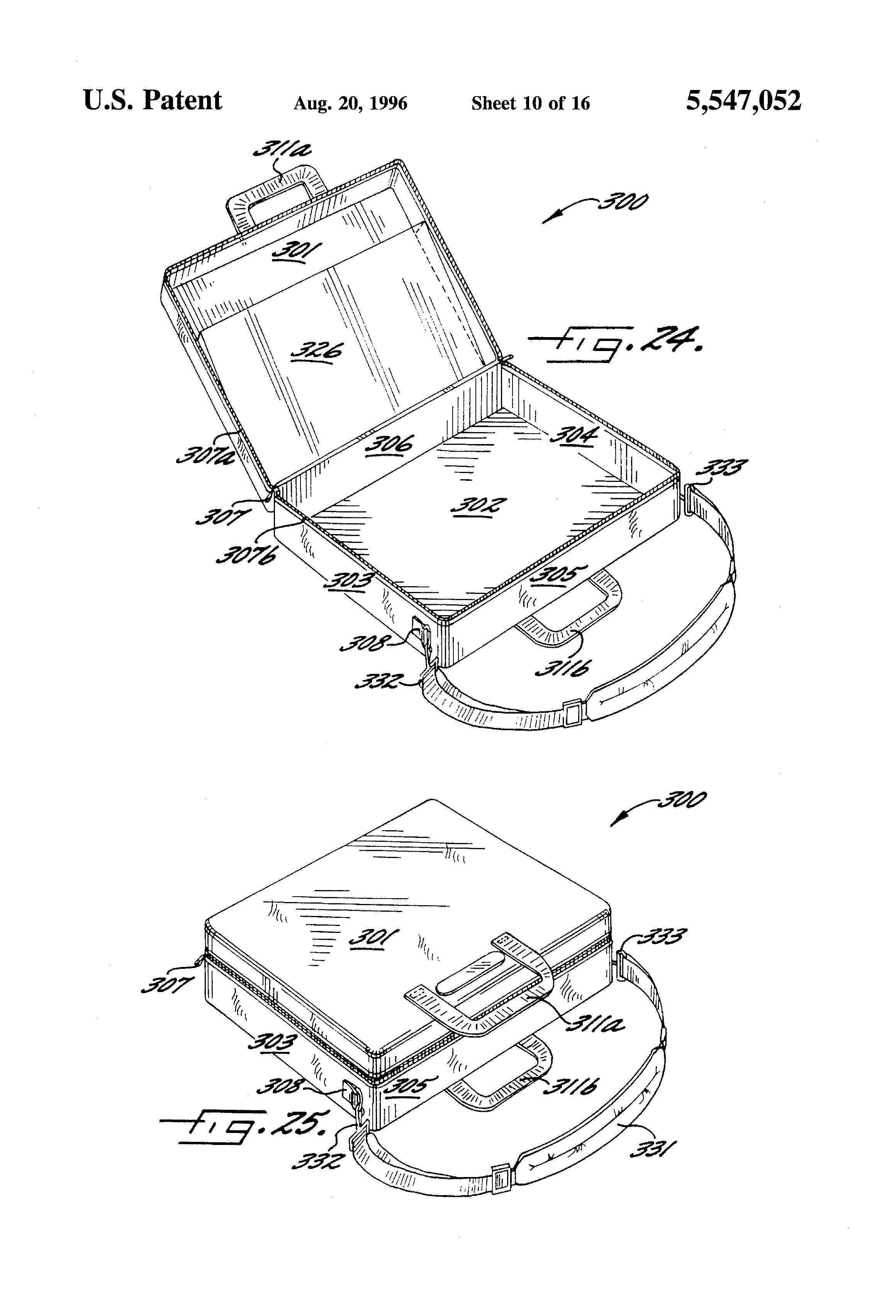 Patent US5547052 Modular wheeled luggage system, wheeled luggage, garment bag and connector