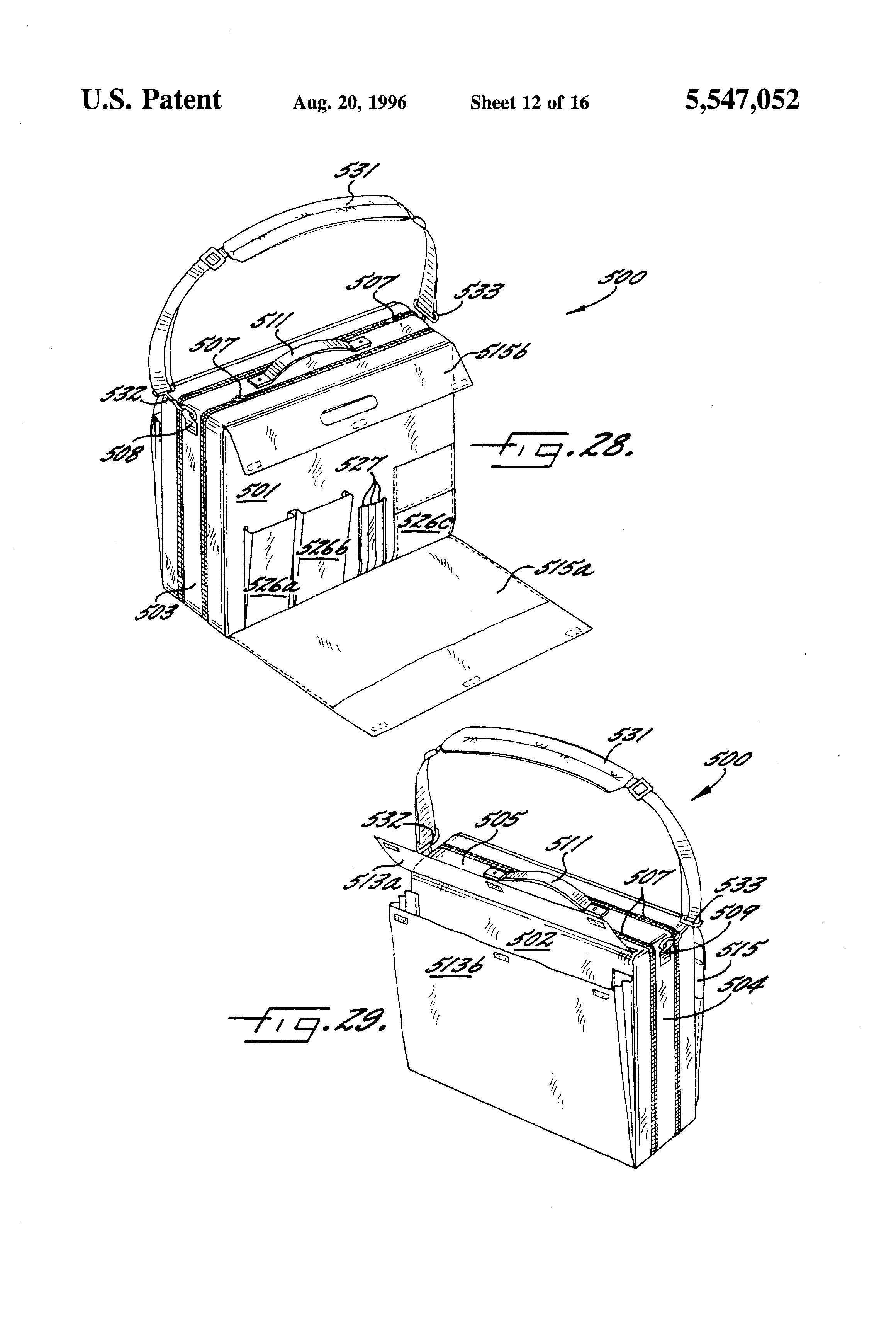 Patent US5547052 Modular wheeled luggage system, wheeled luggage