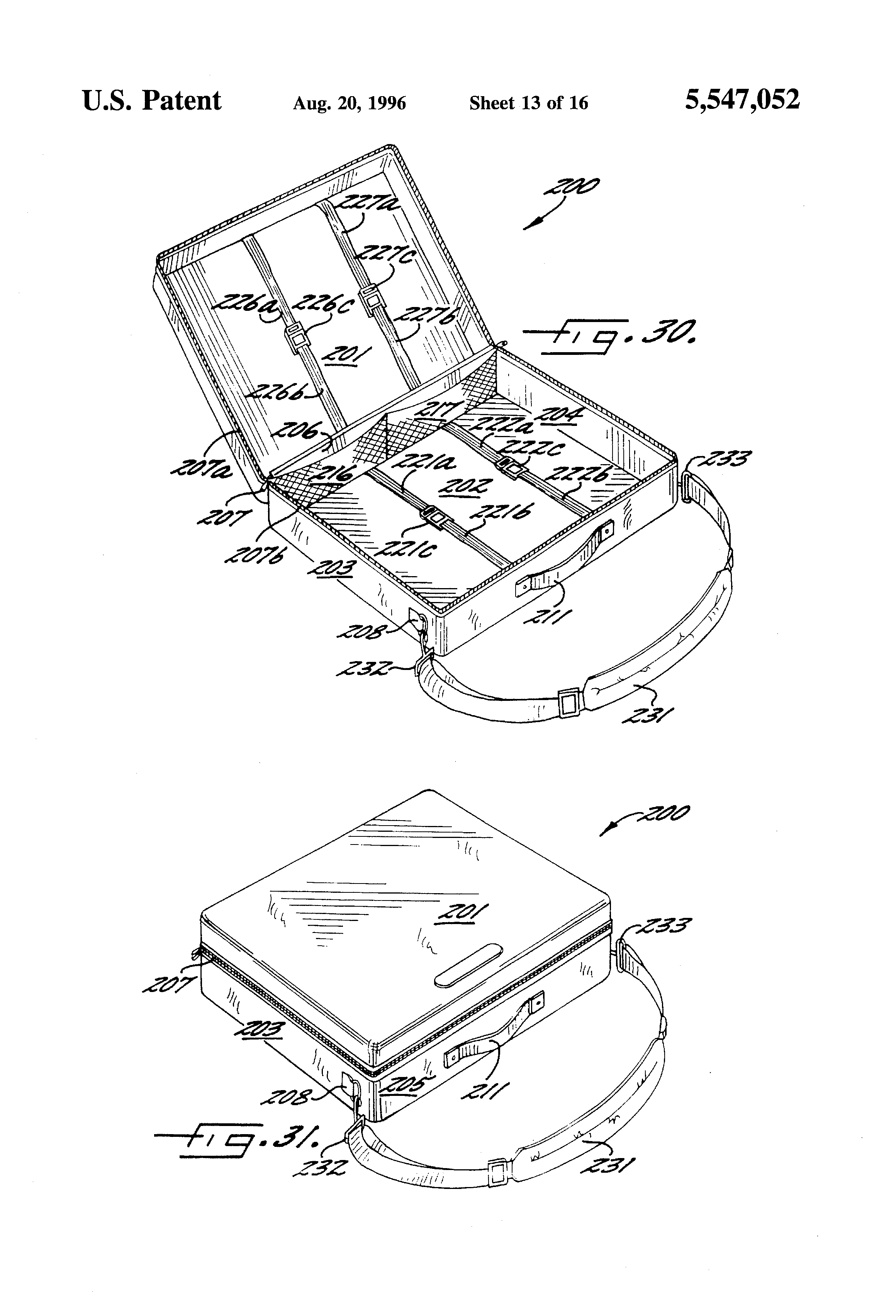 Patent US5547052 Modular wheeled luggage system, wheeled luggage