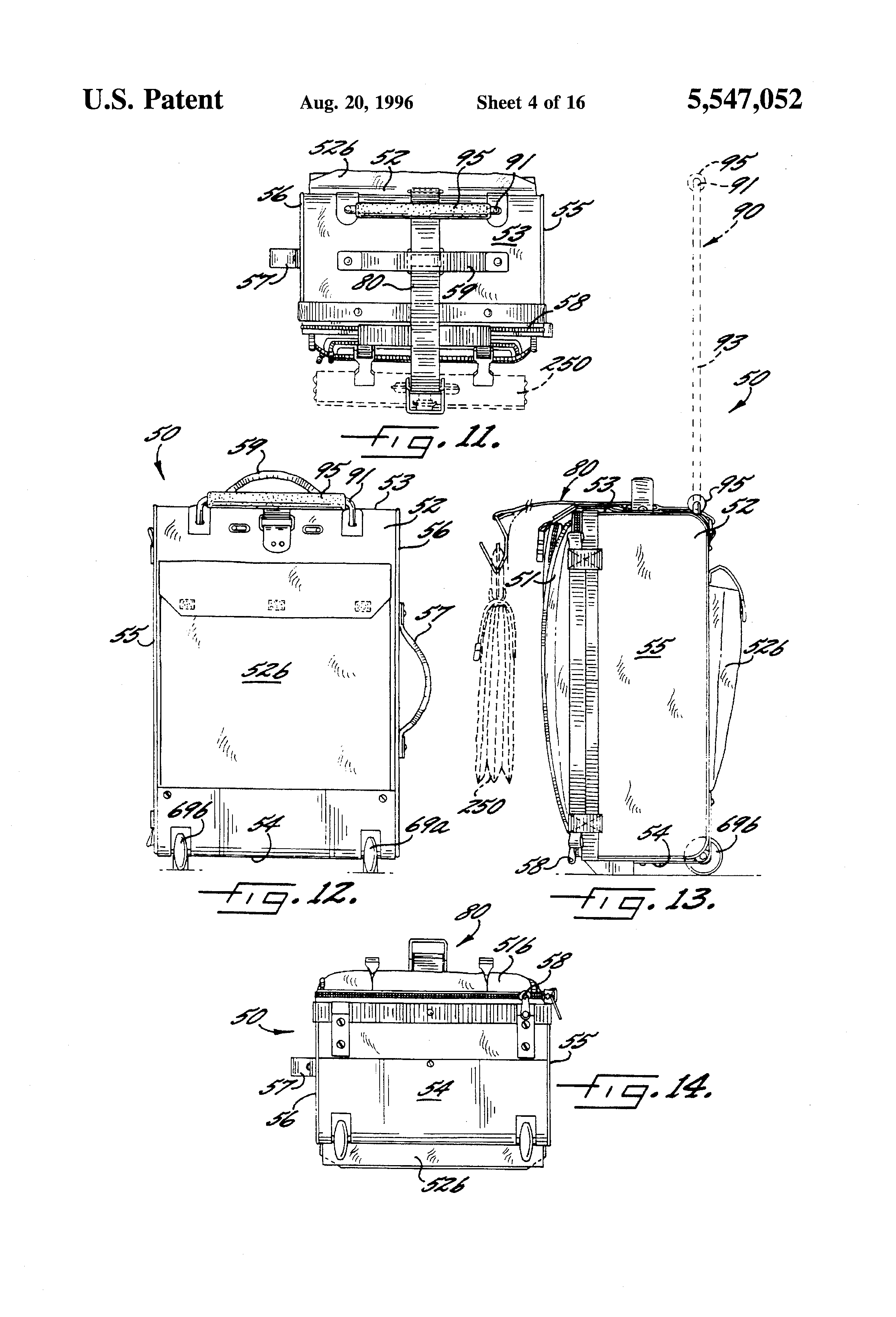 Patent US5547052 Modular wheeled luggage system, wheeled luggage, garment bag and connector