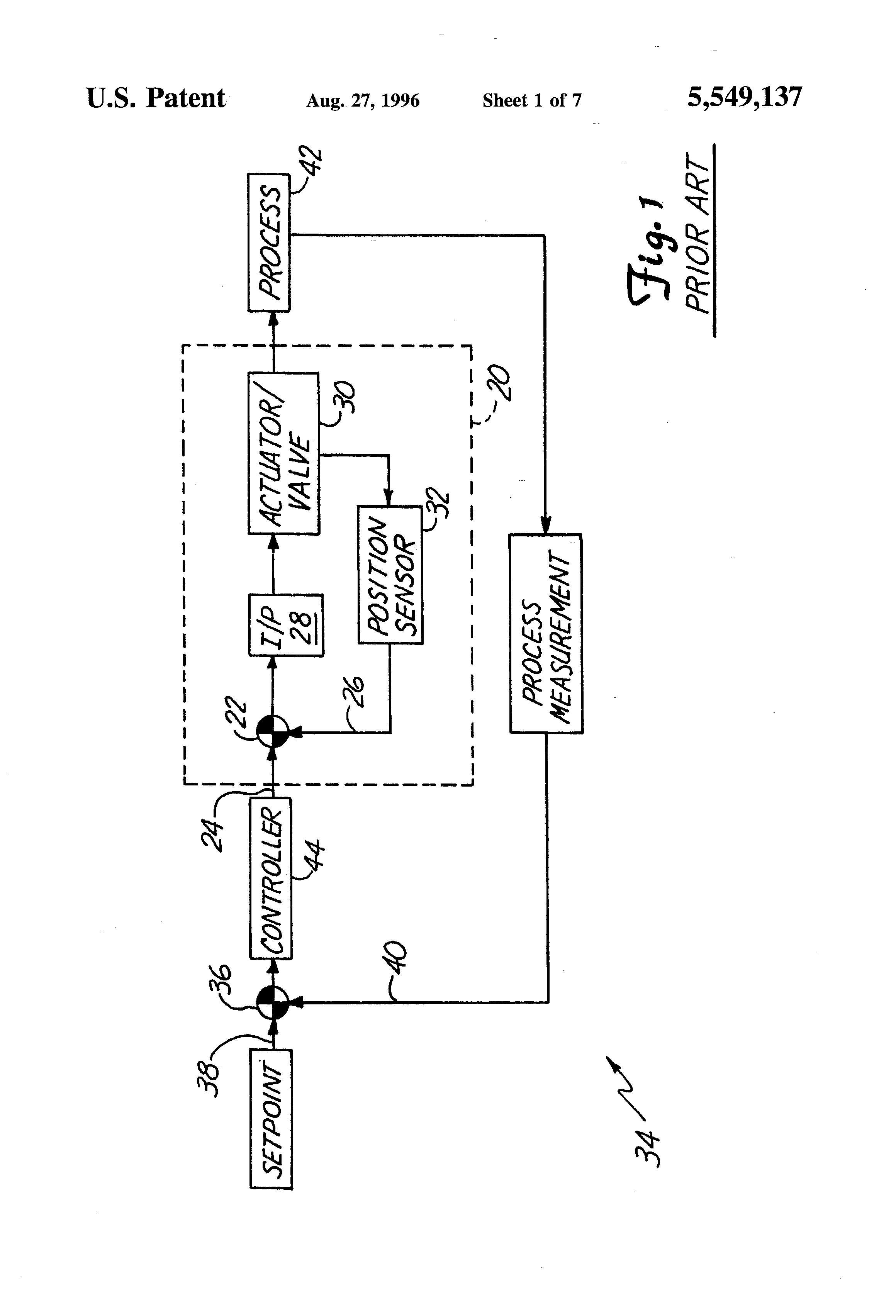 Patent US5549137 Valve positioner with pressure feedback, dynamic