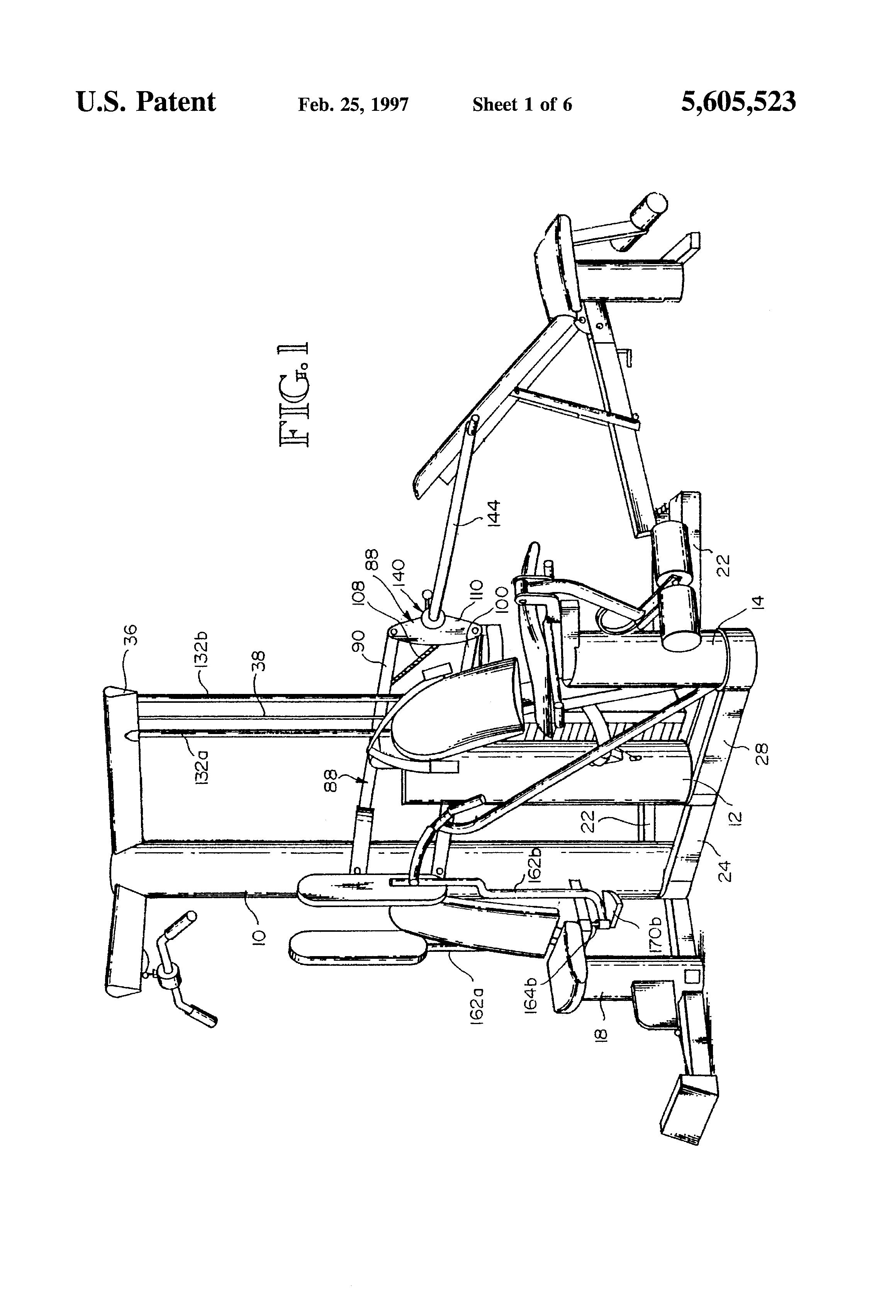 Patent US5605523 Multiple station single stack weight lifting