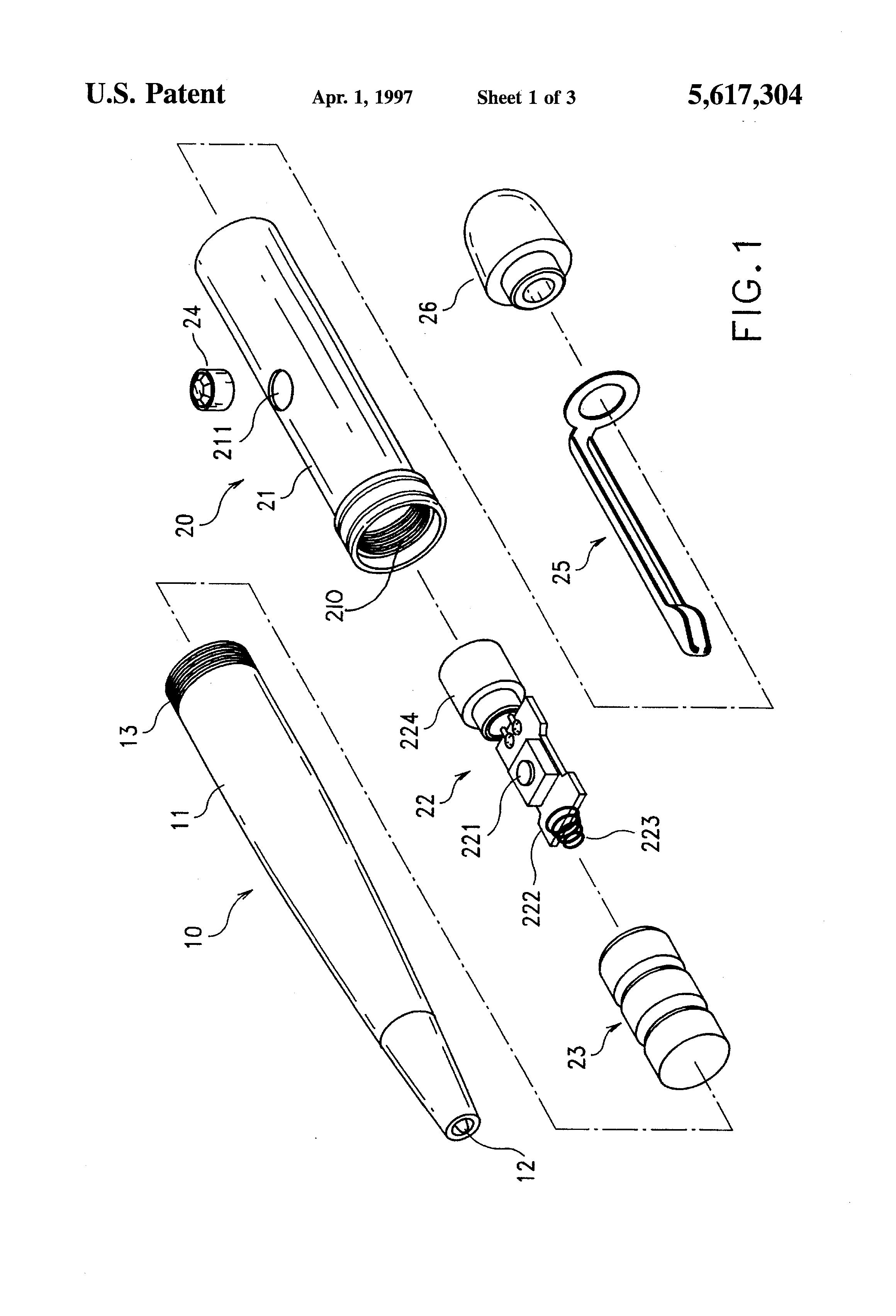 Patent US5617304 Combination of laser pointer and ballpoint pen