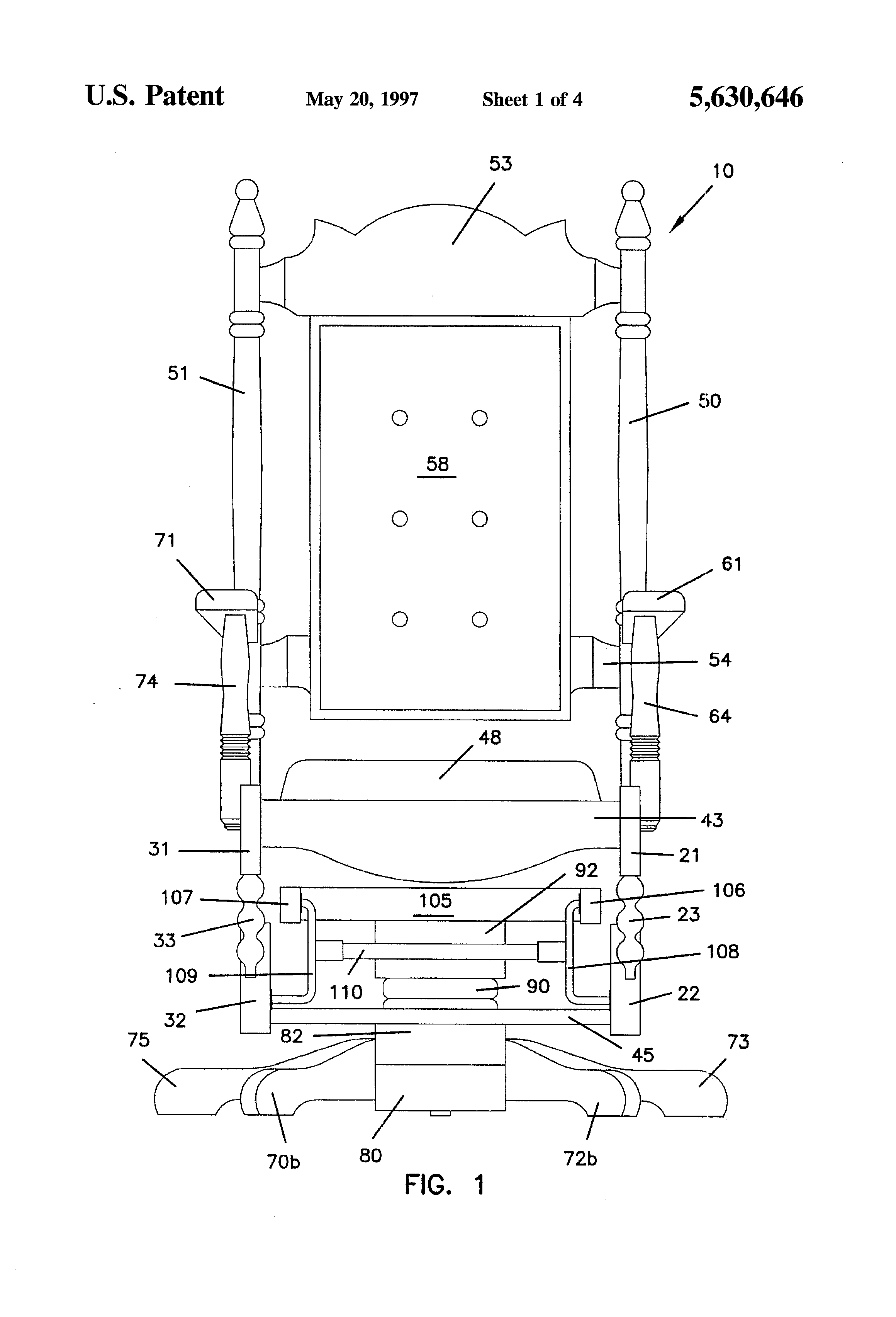 Patent US5630646 Swivel glider chair assembly Google Patents