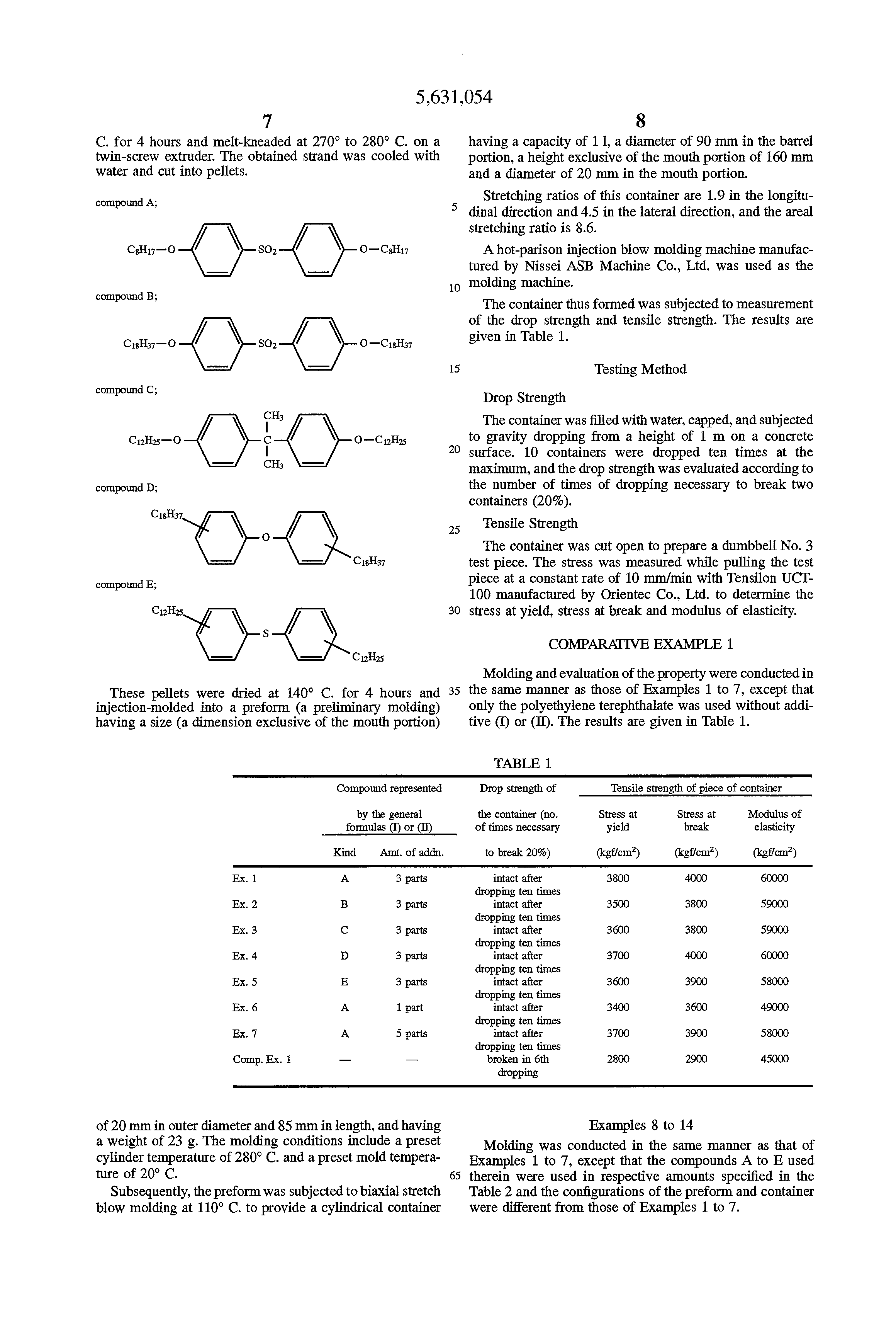 diphenolic additive; stretch blow molding