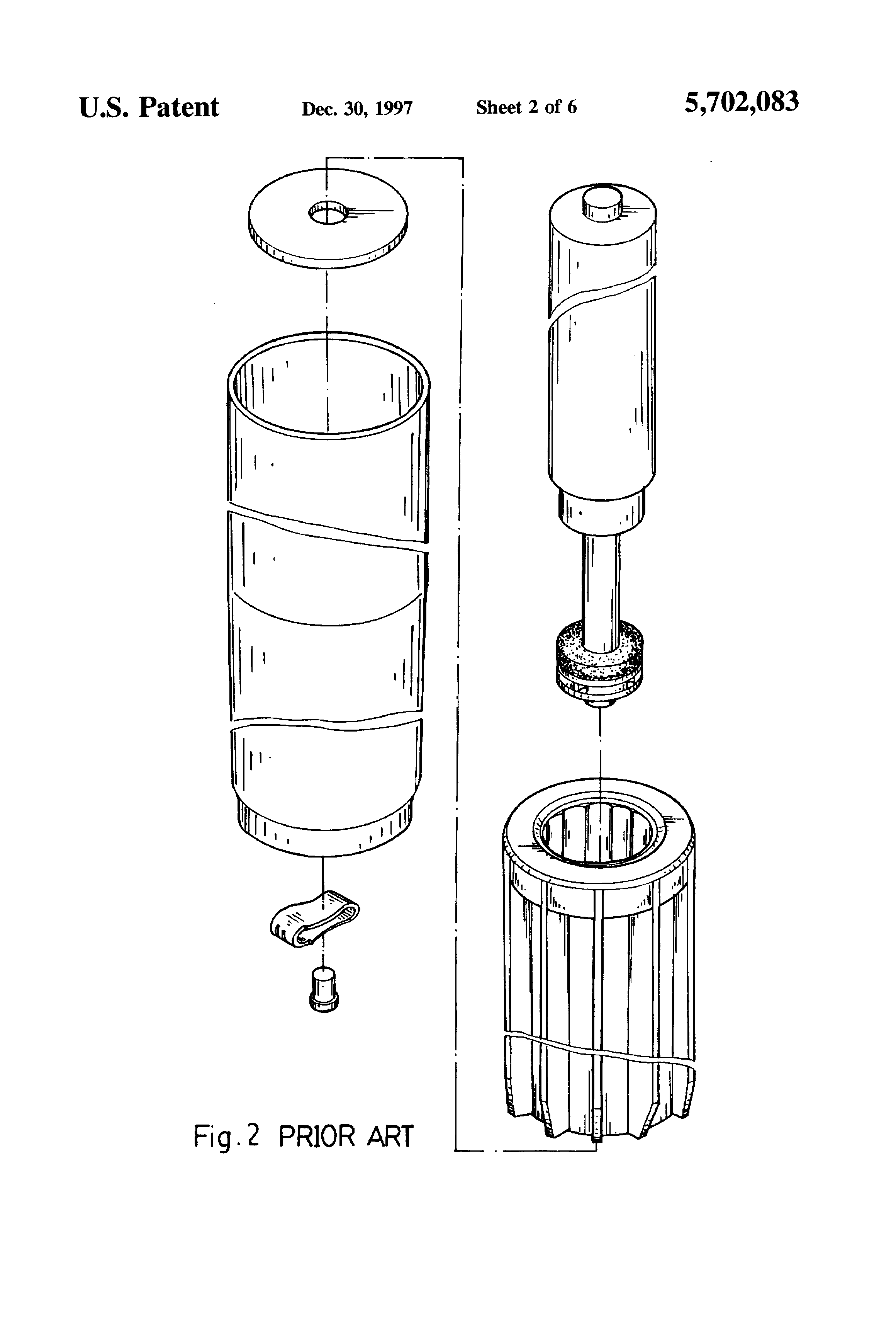 Patent US5702083 Pneumatic cylinder of a pneumatic leverlift chair