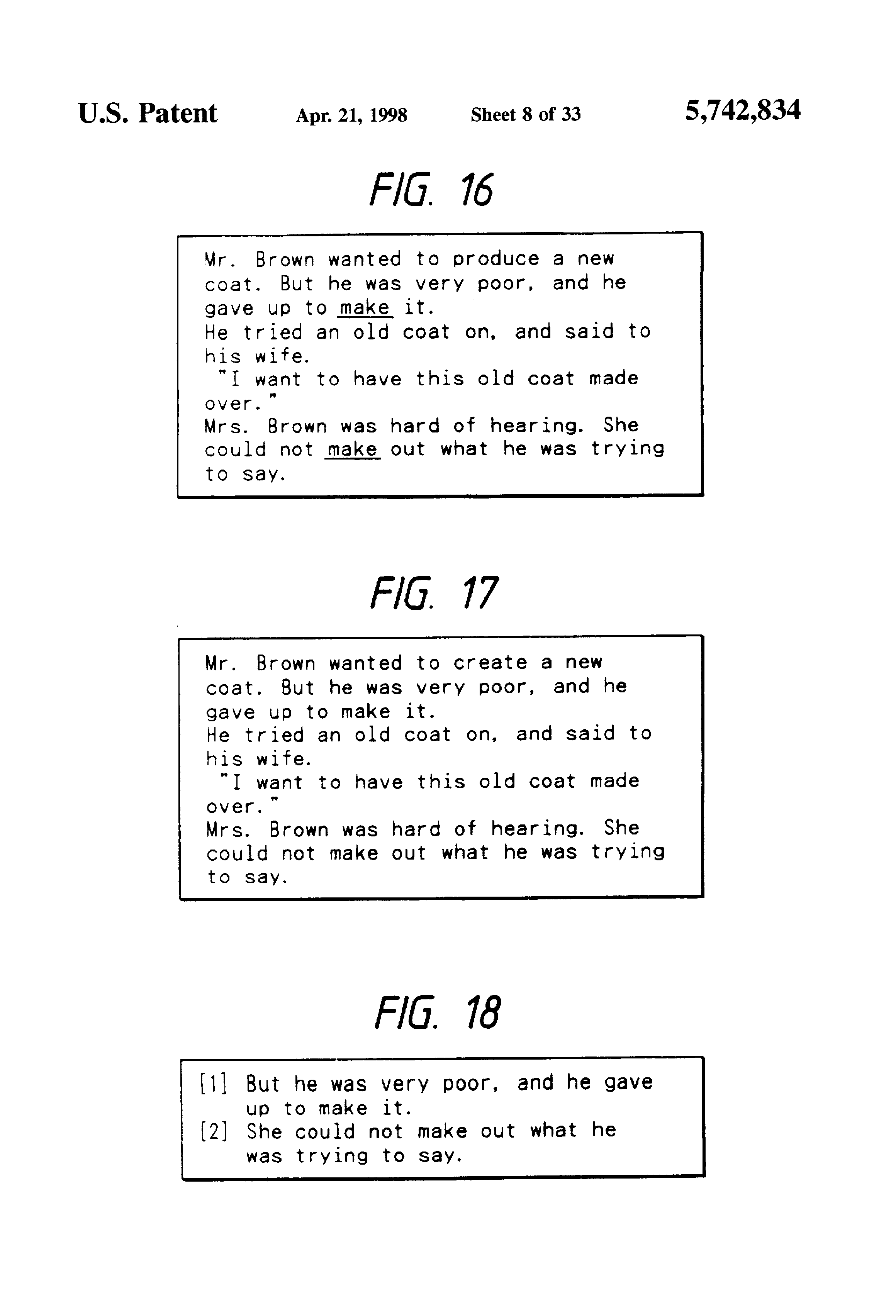 claim definition vocabulary Document processing  US5742834  apparatus using Patent a