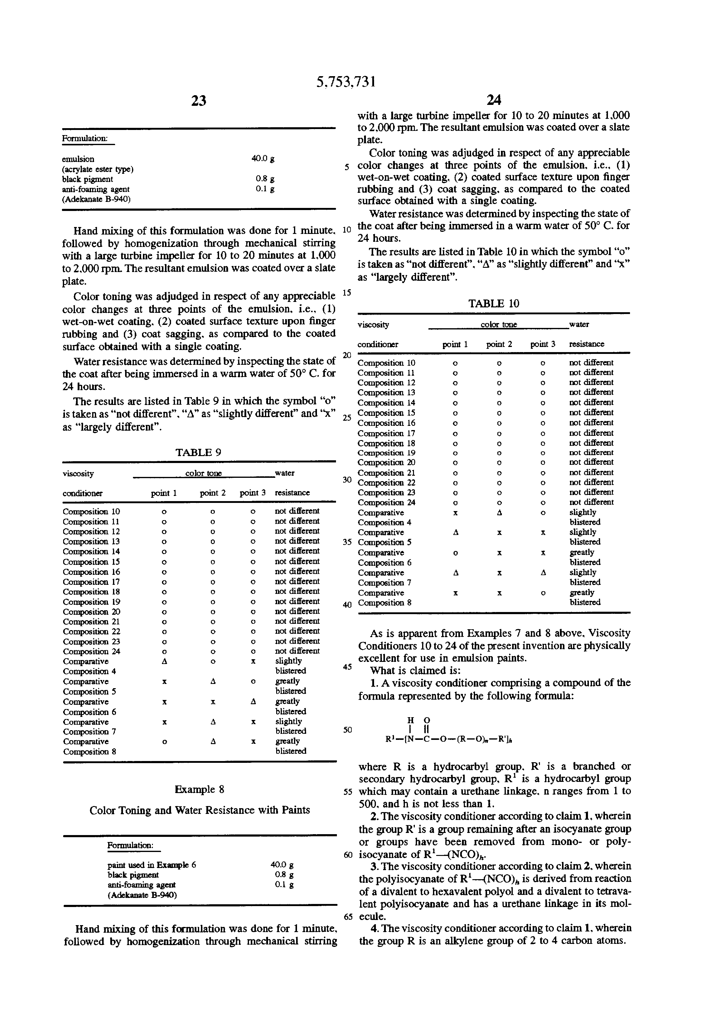 Patent US5753731 Viscosity conditioner and emulsion and emulsion