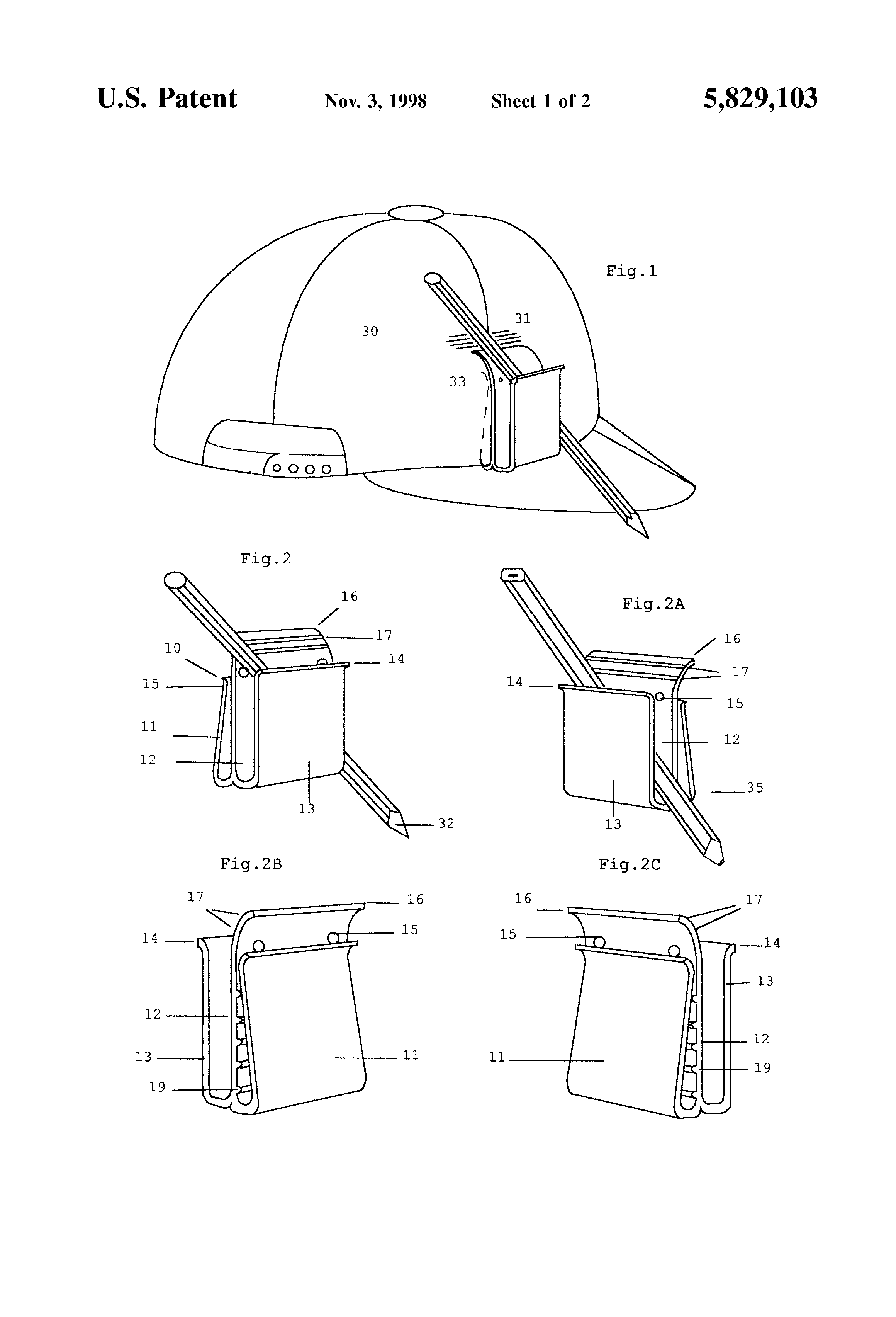 Patent US5829103 Pencil holder for soft baseball type hats Google