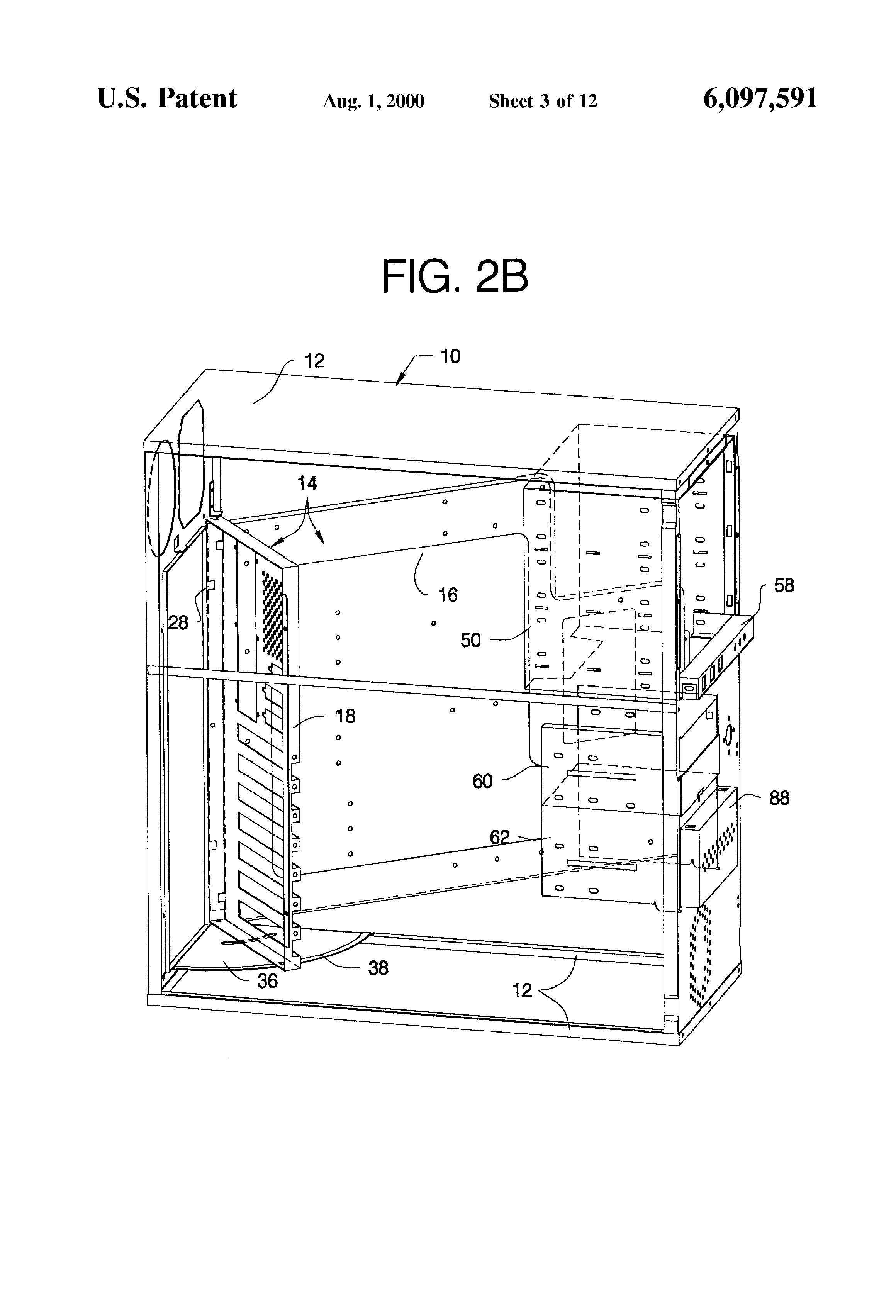 Patent US6097591 Computer case with swingout motherboard/backplane