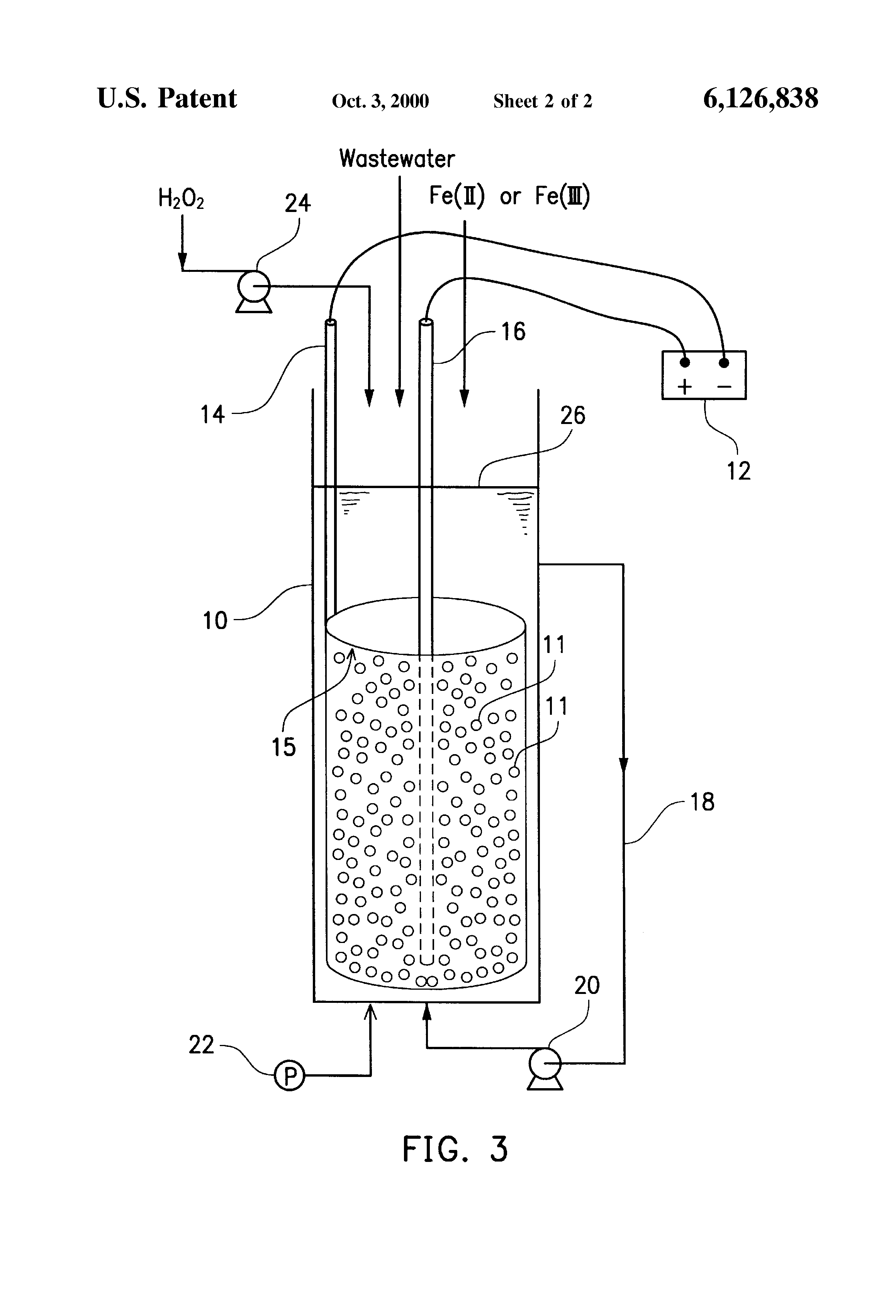 Patent US6126838 Method of wastewater treatment by electrolysis and