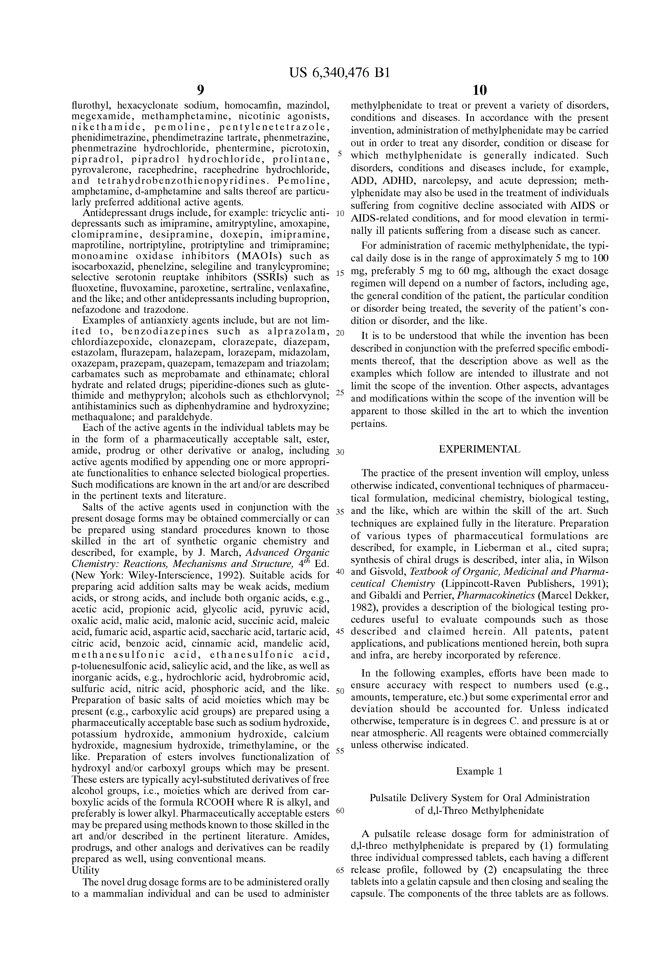 Patent US6340476 Pharmaceutical Dosage Form For Pulsatile Delivery Of