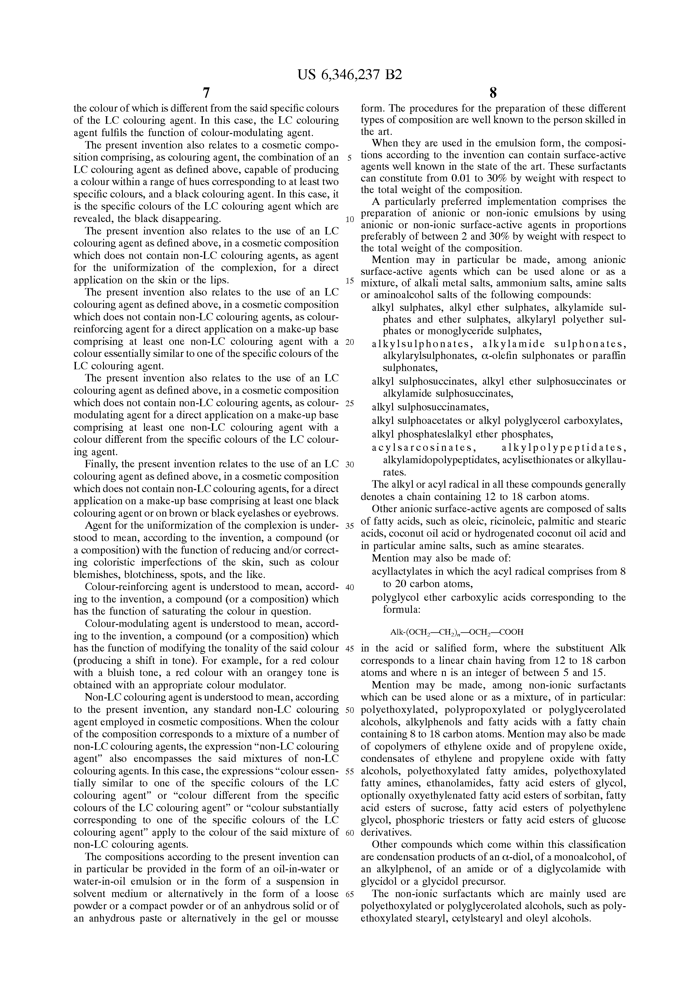 Patent US6346237 - Cosmetic compositions comprising liquid crystal