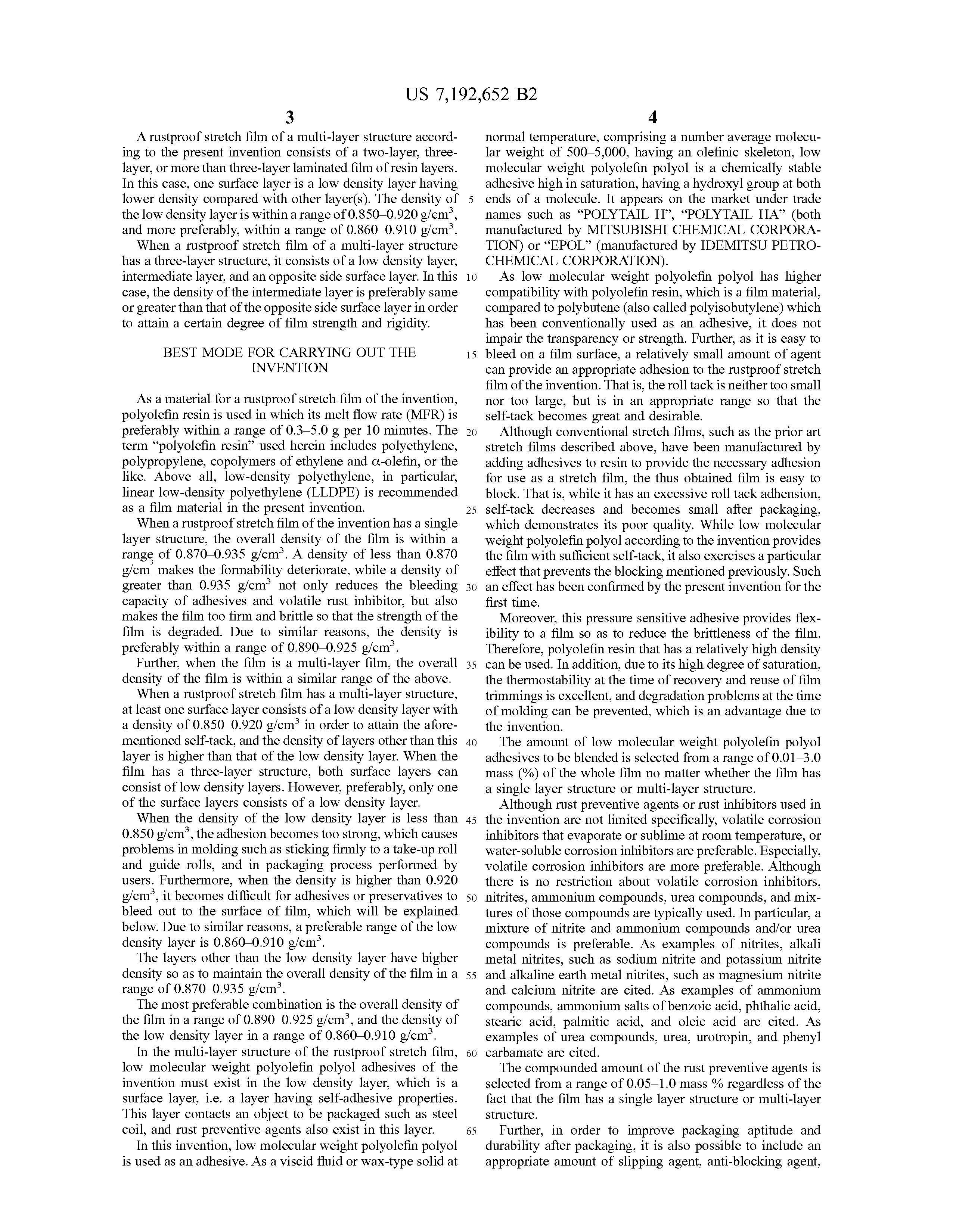 rust preventive film for stretch packaging