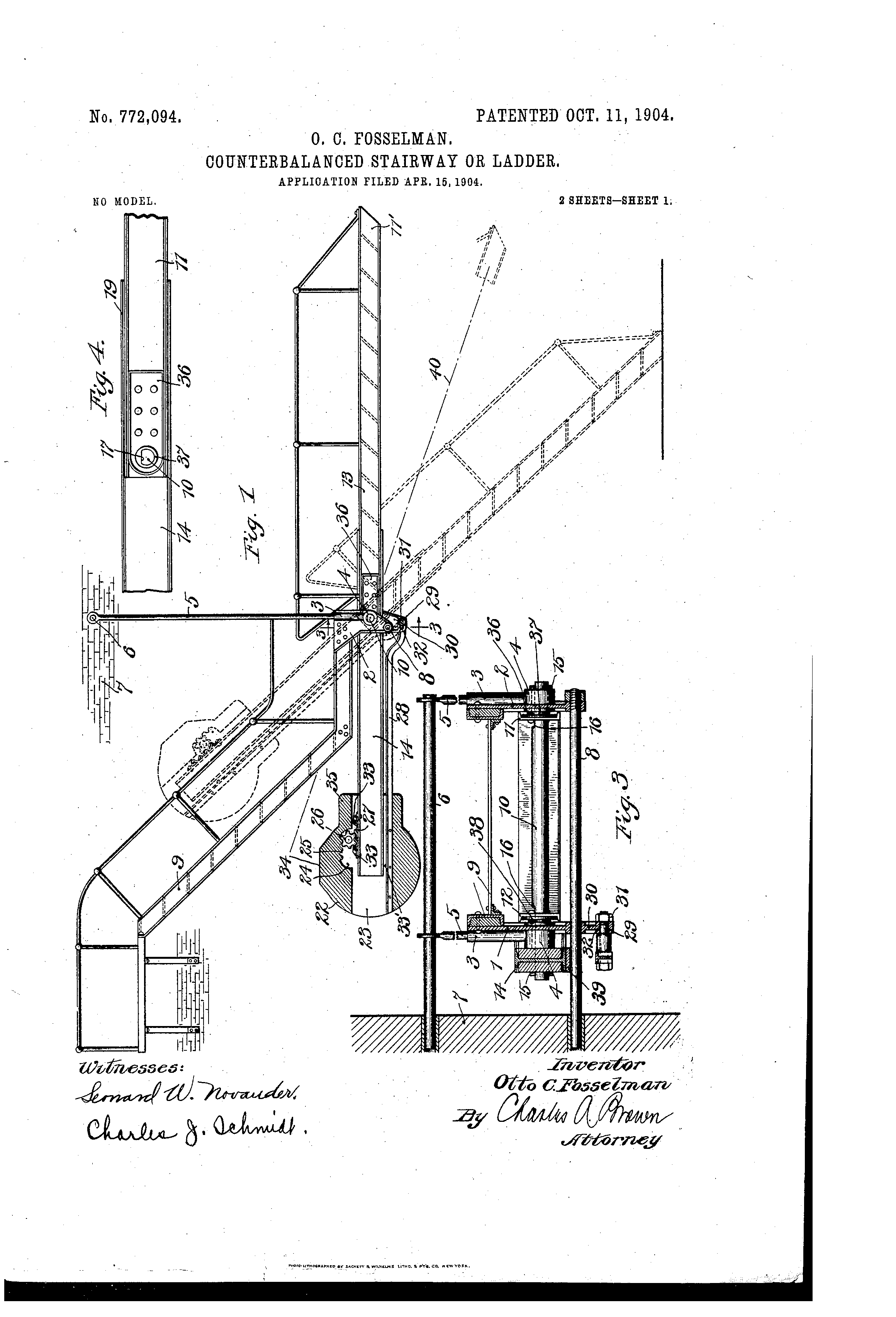 Patent US772094 Counterbalanced stairway or ladder. Google Patents